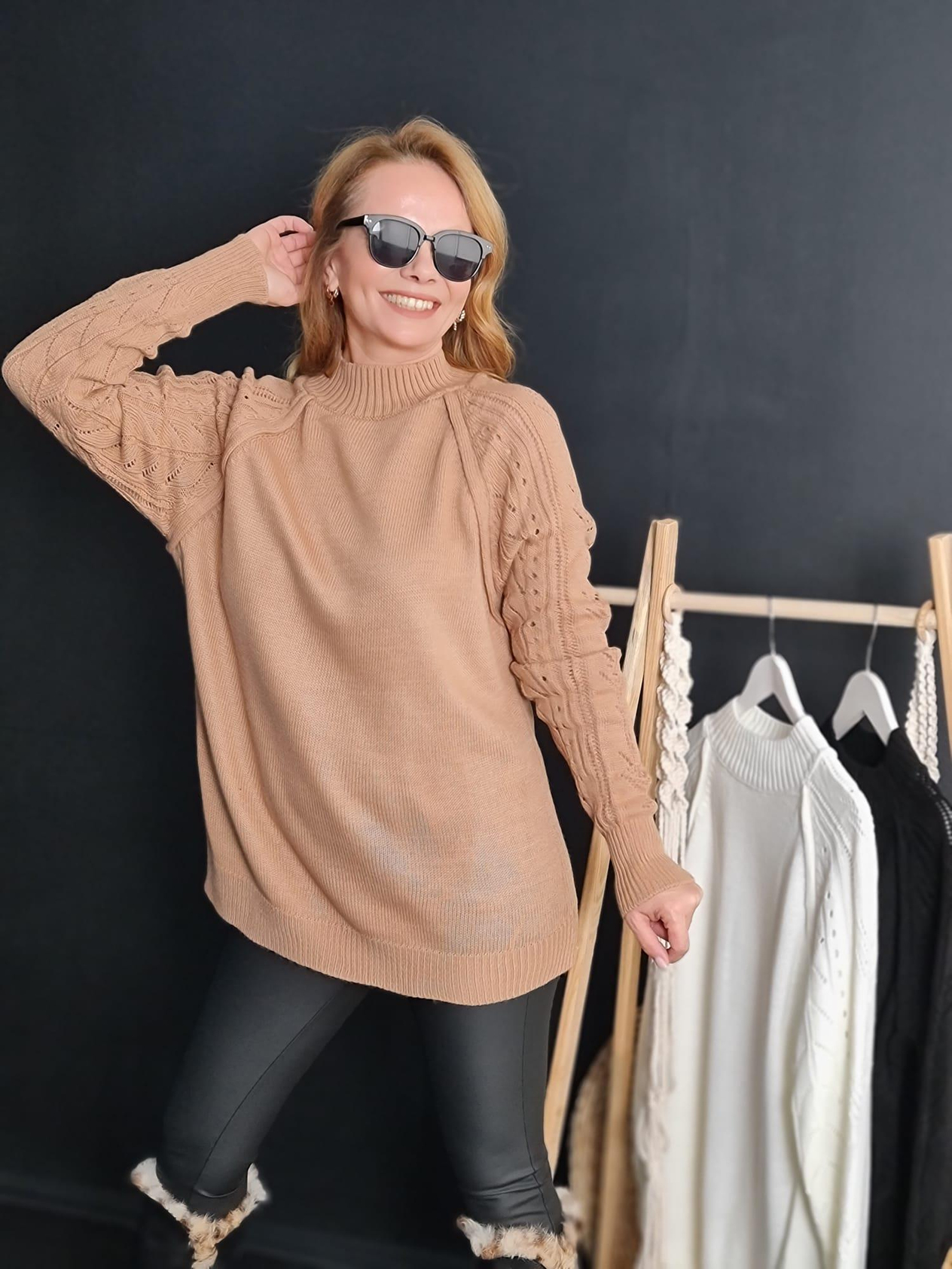 FELİX11205 Reglan Kol Fistolu Vizon Triko Kazak