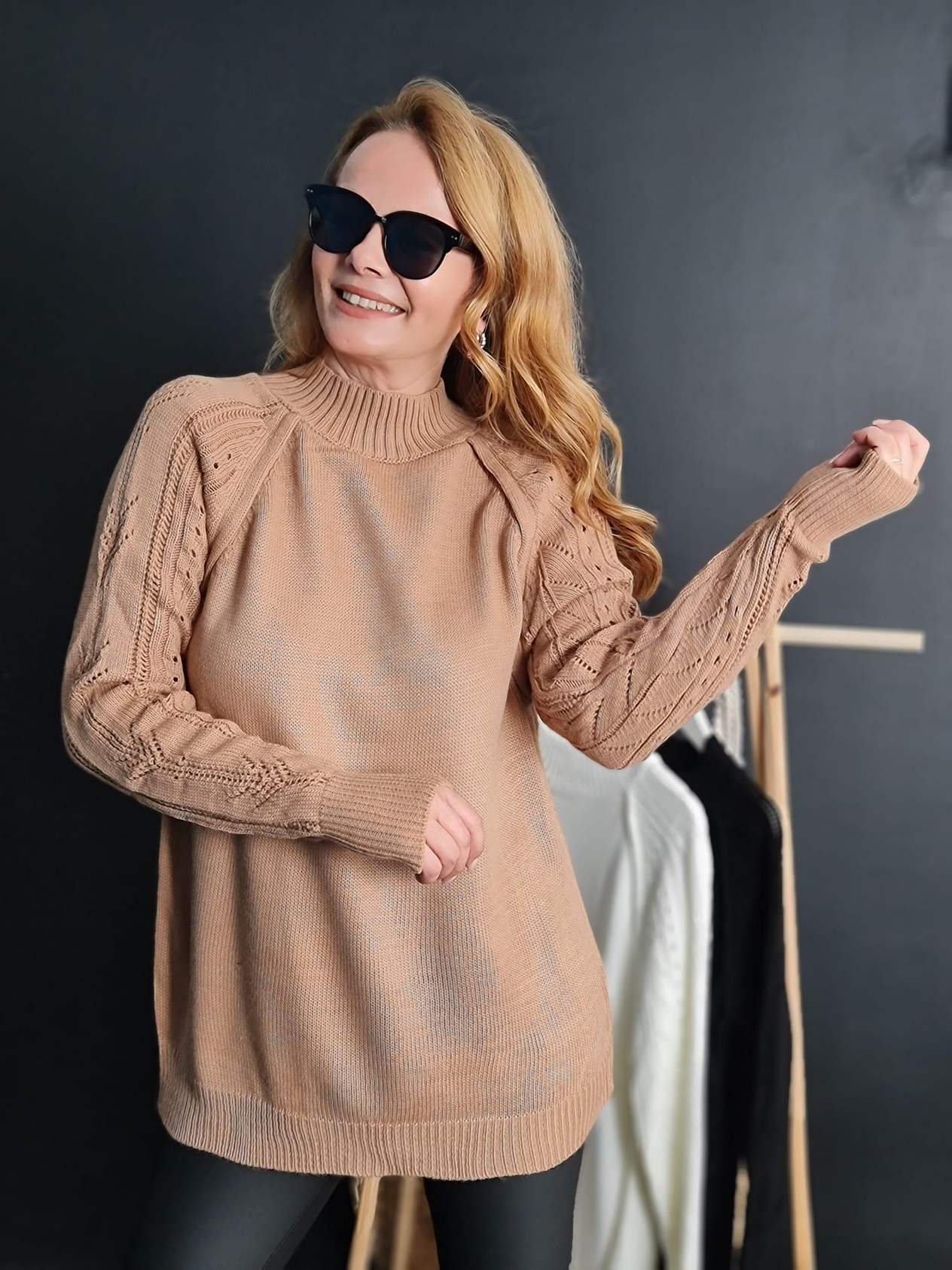 FELİX11205 Reglan Kol Fistolu Vizon Triko Kazak