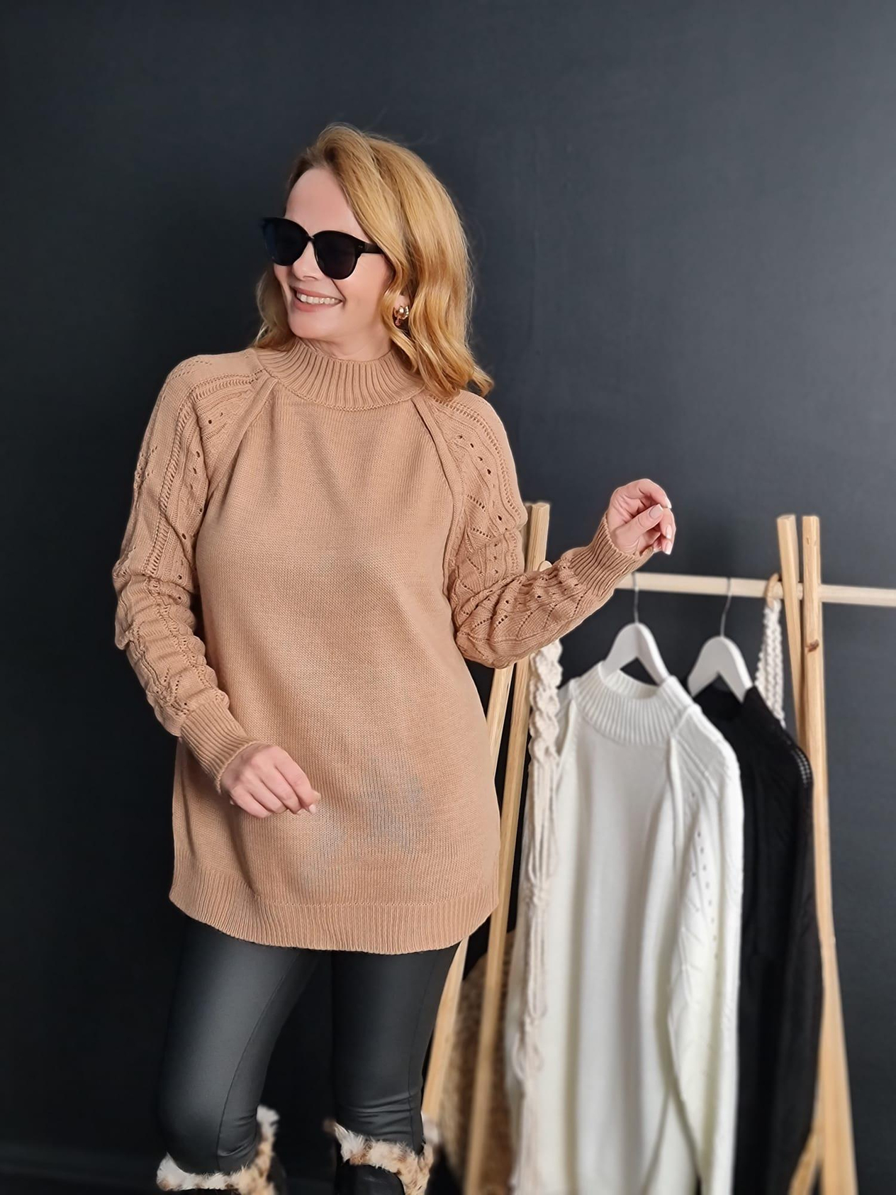 FELİX11205 Reglan Kol Fistolu Vizon Triko Kazak