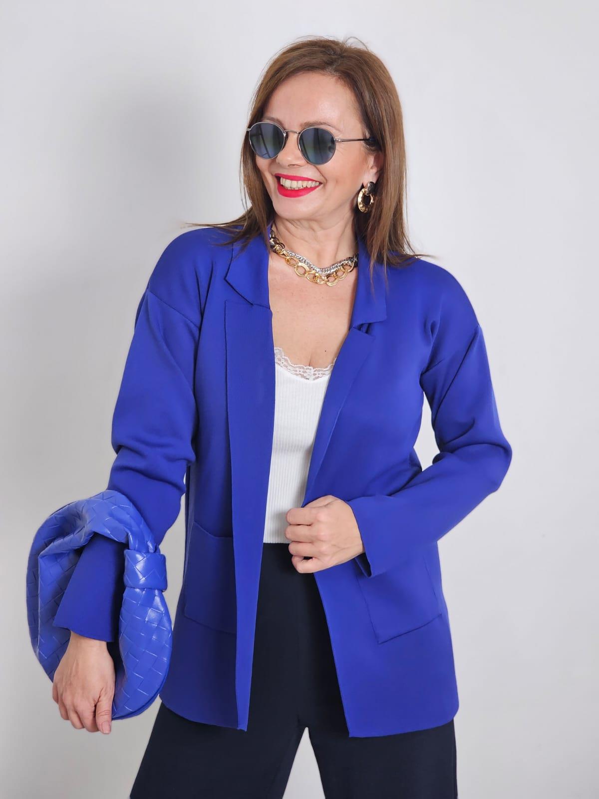 FELİX12874 Saks Blazer Triko Ceket