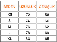 Üst Giyim Beden Tablosu