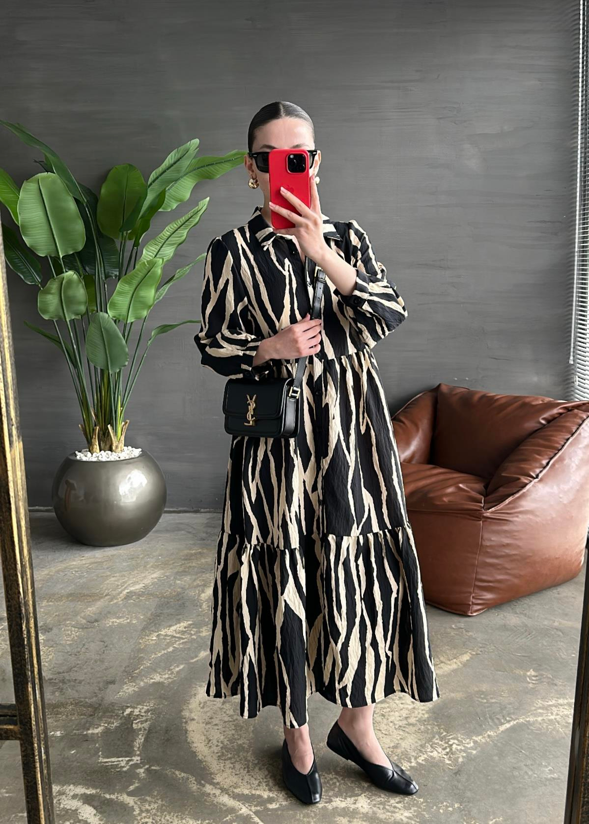 Zebra Desenli Elbise RENKLİ