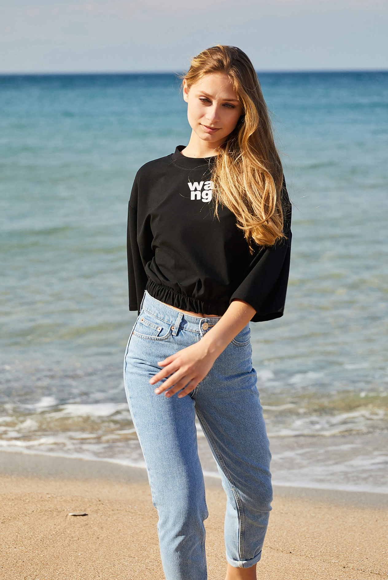 Kadın  Bisiklet Yaka Crop  T-Shirts