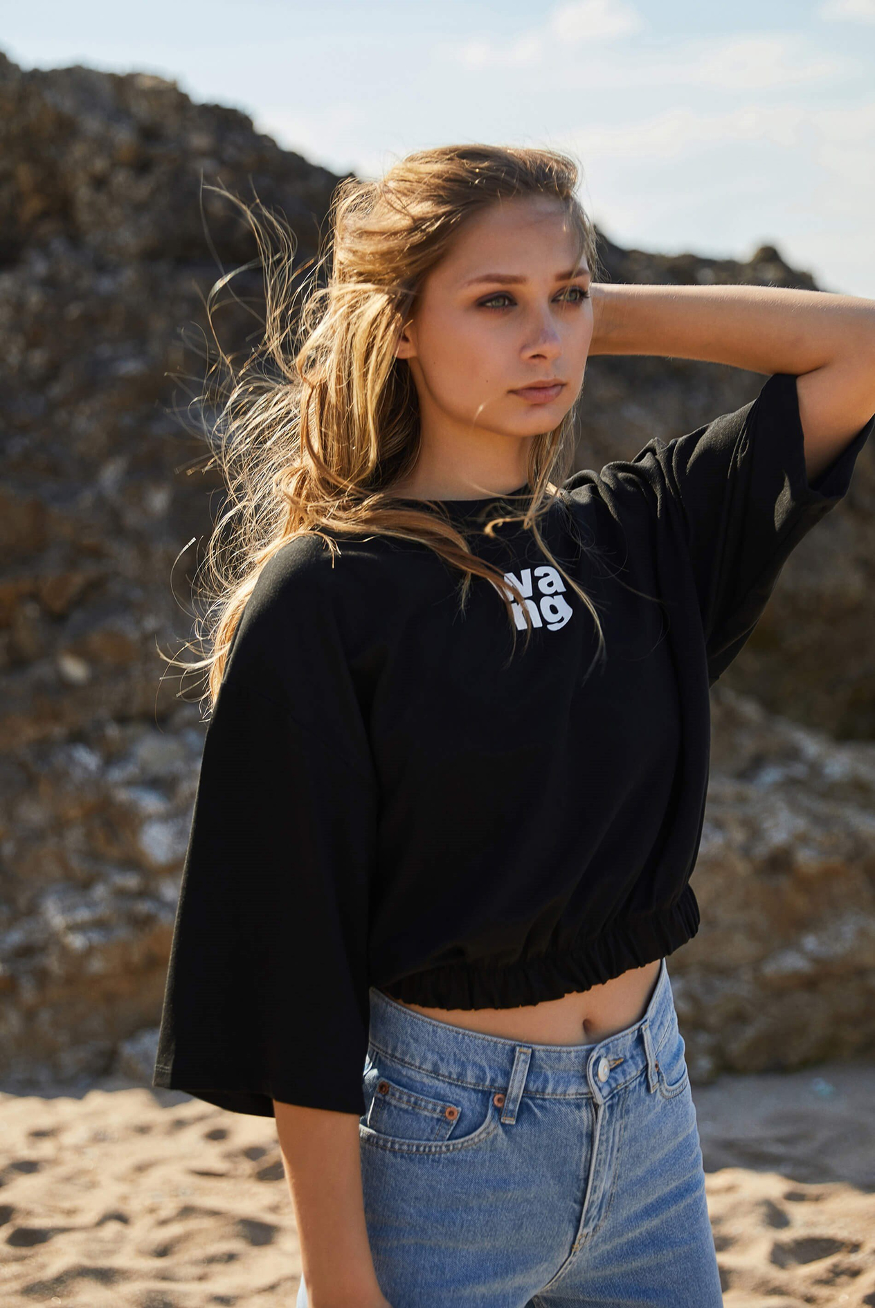 Kadın  Bisiklet Yaka Crop  T-Shirts