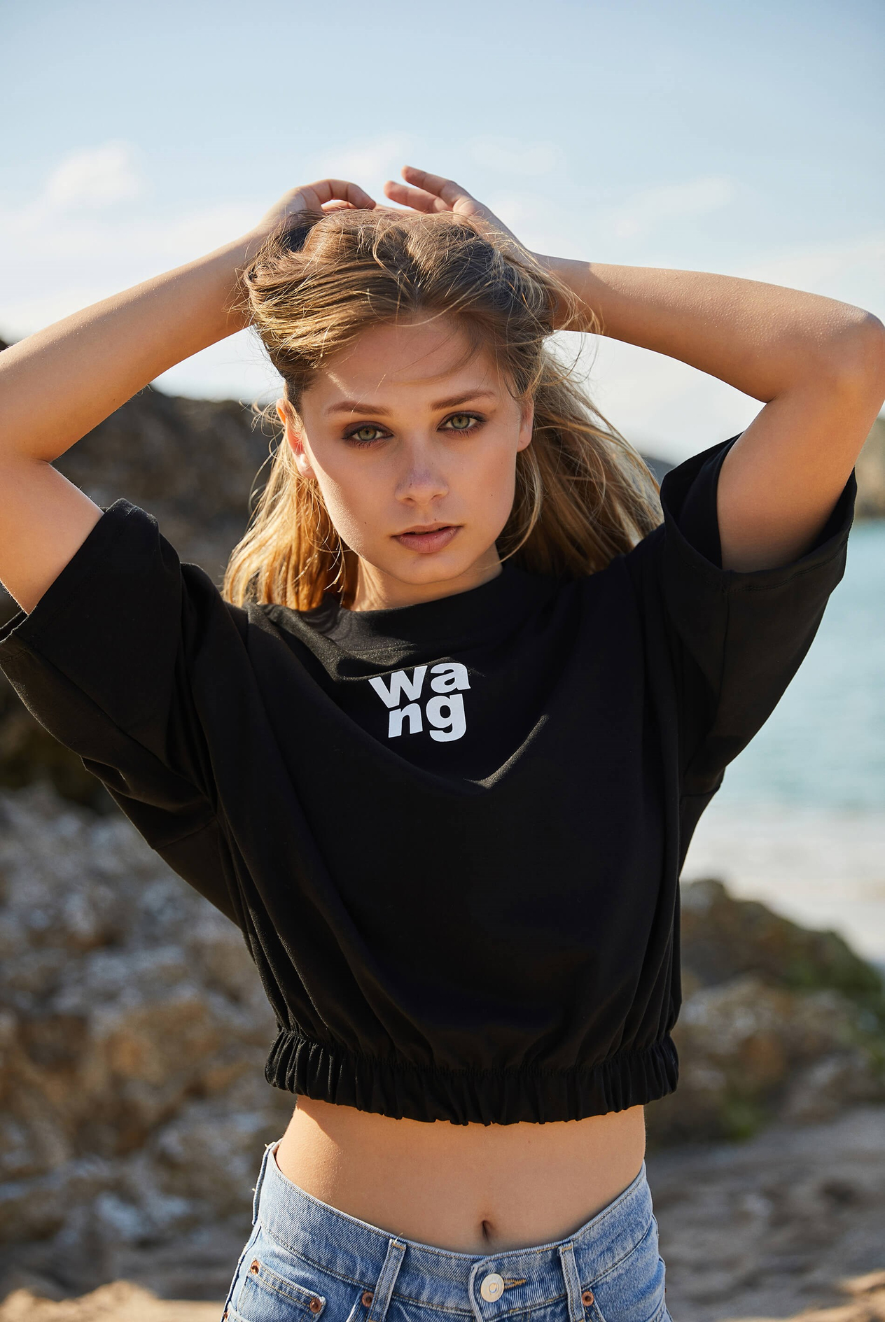 Kadın  Bisiklet Yaka Crop  T-Shirts