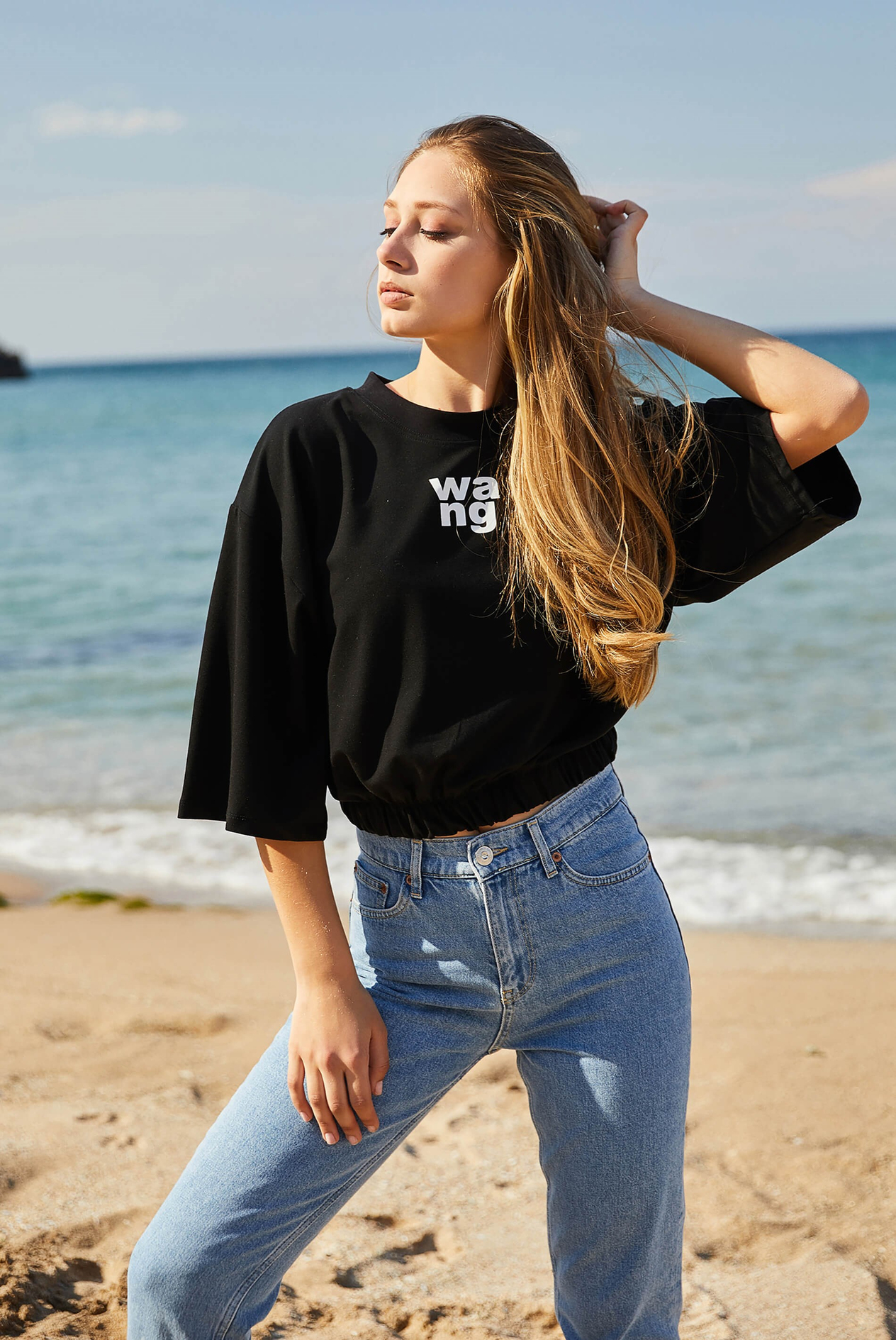 Kadın  Bisiklet Yaka Crop  T-Shirts