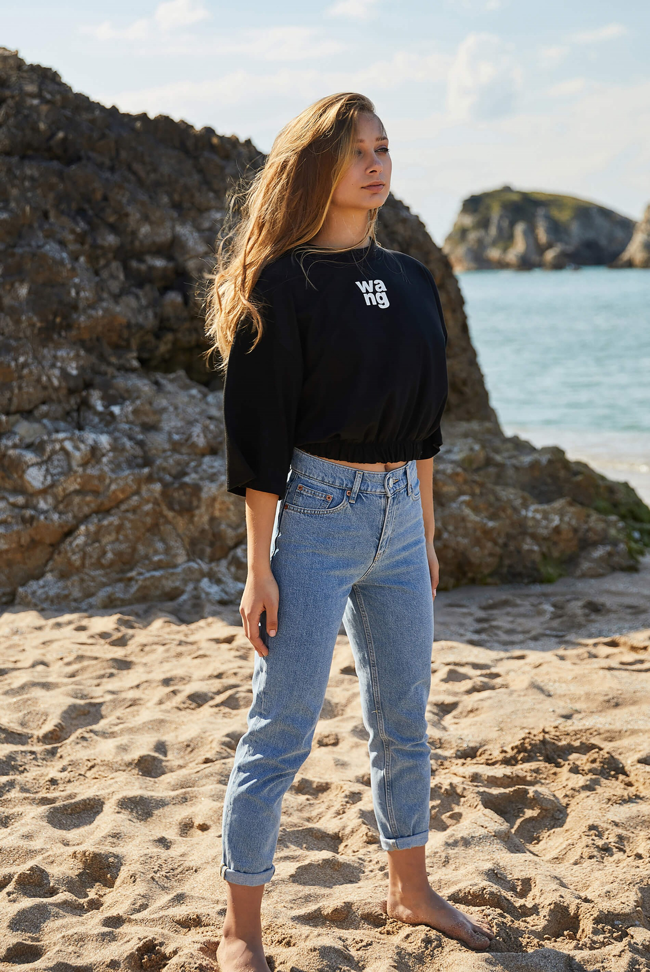 Kadın  Bisiklet Yaka Crop  T-Shirts