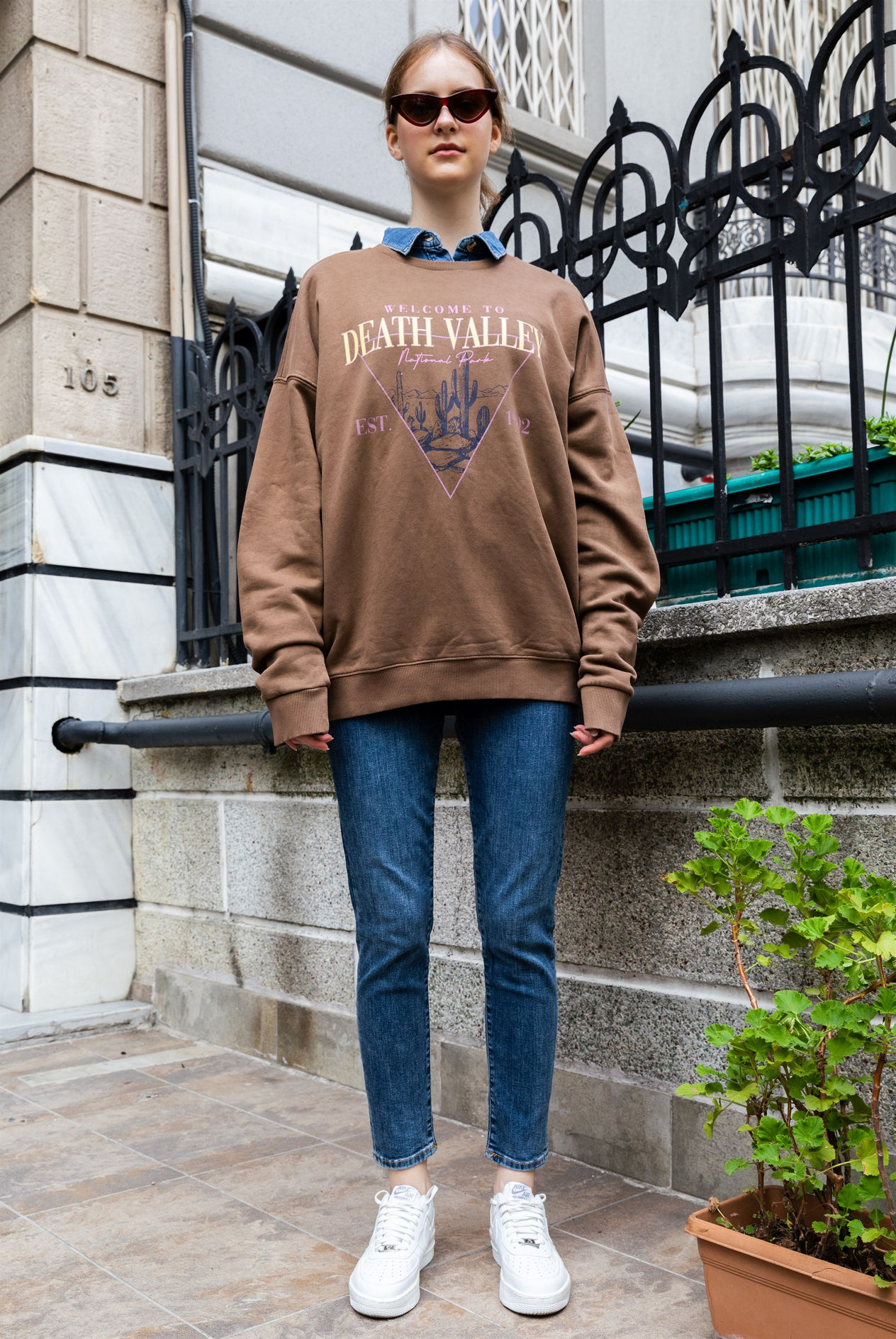 Kadın Kaktüs Baskılı Sweatshirt