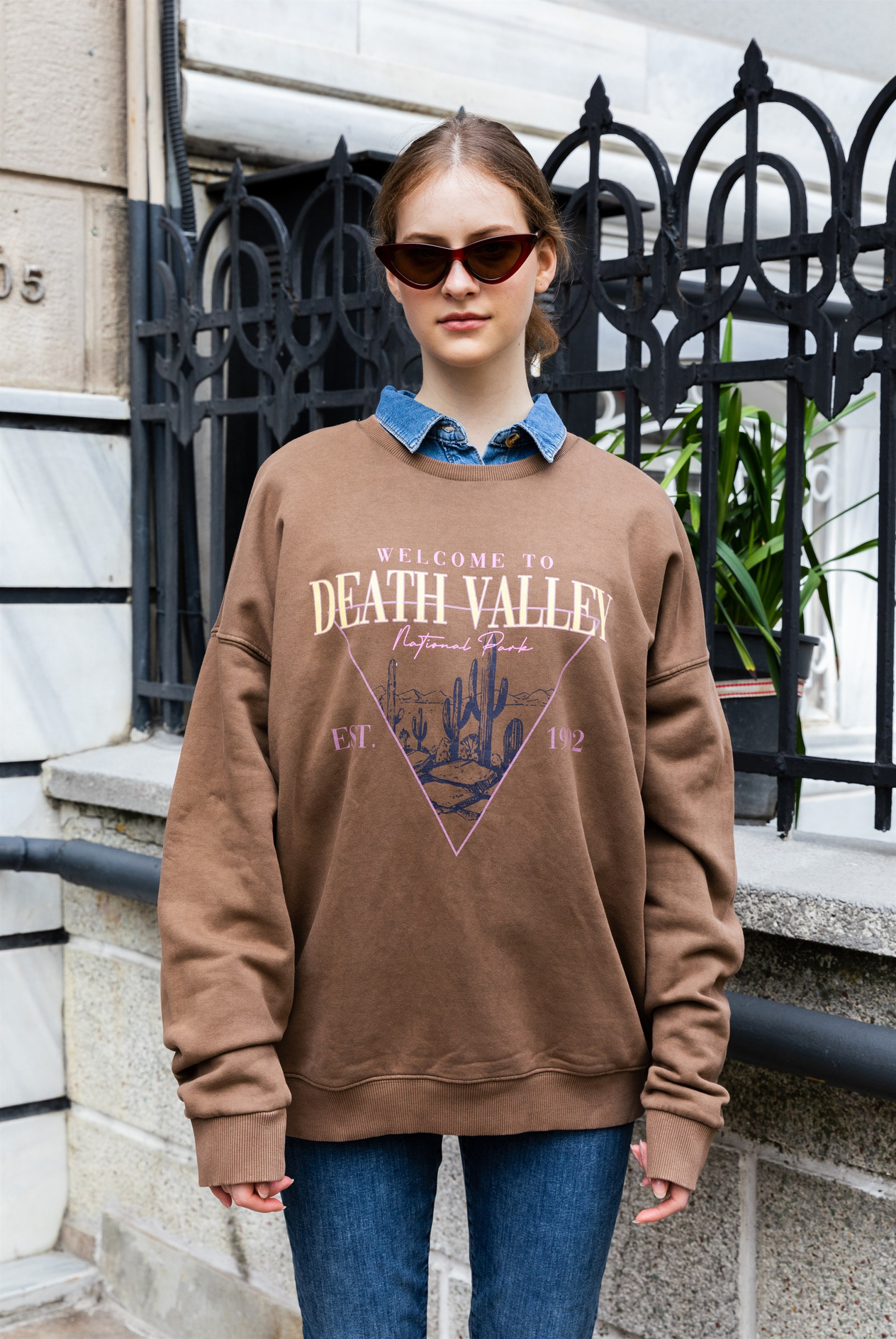 Kadın Kaktüs Baskılı Sweatshirt