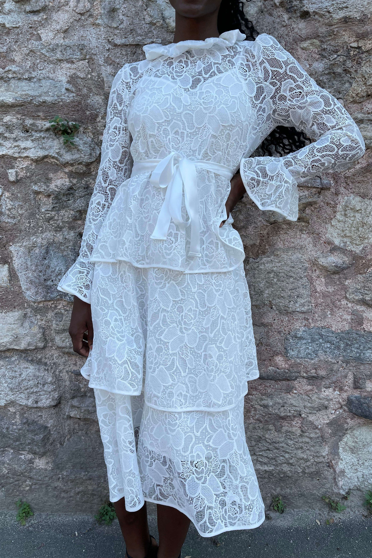 Kadın Lace Çiçek Desenli  Elbise