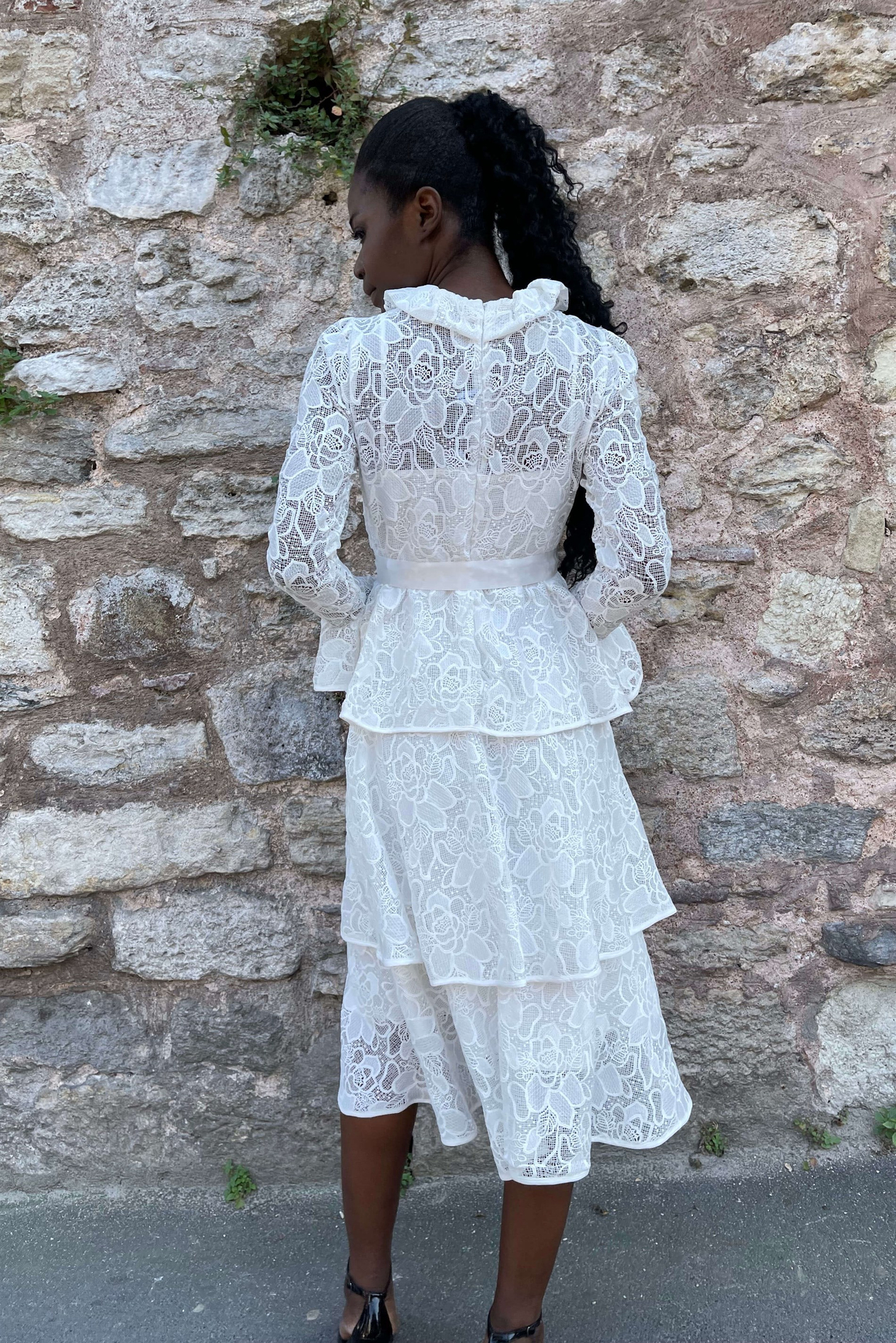 Kadın Lace Çiçek Desenli  Elbise