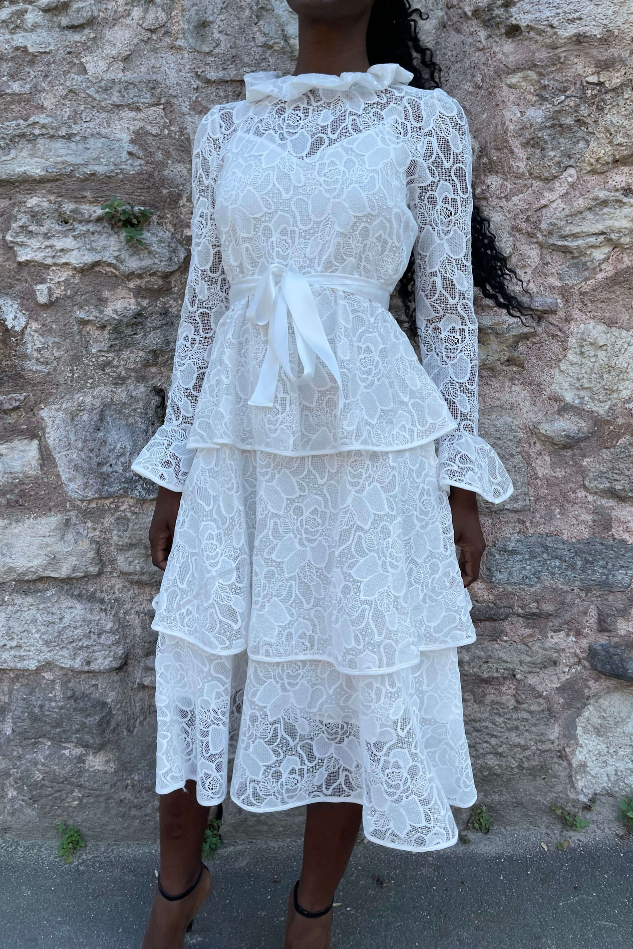 Kadın Lace Çiçek Desenli  Elbise