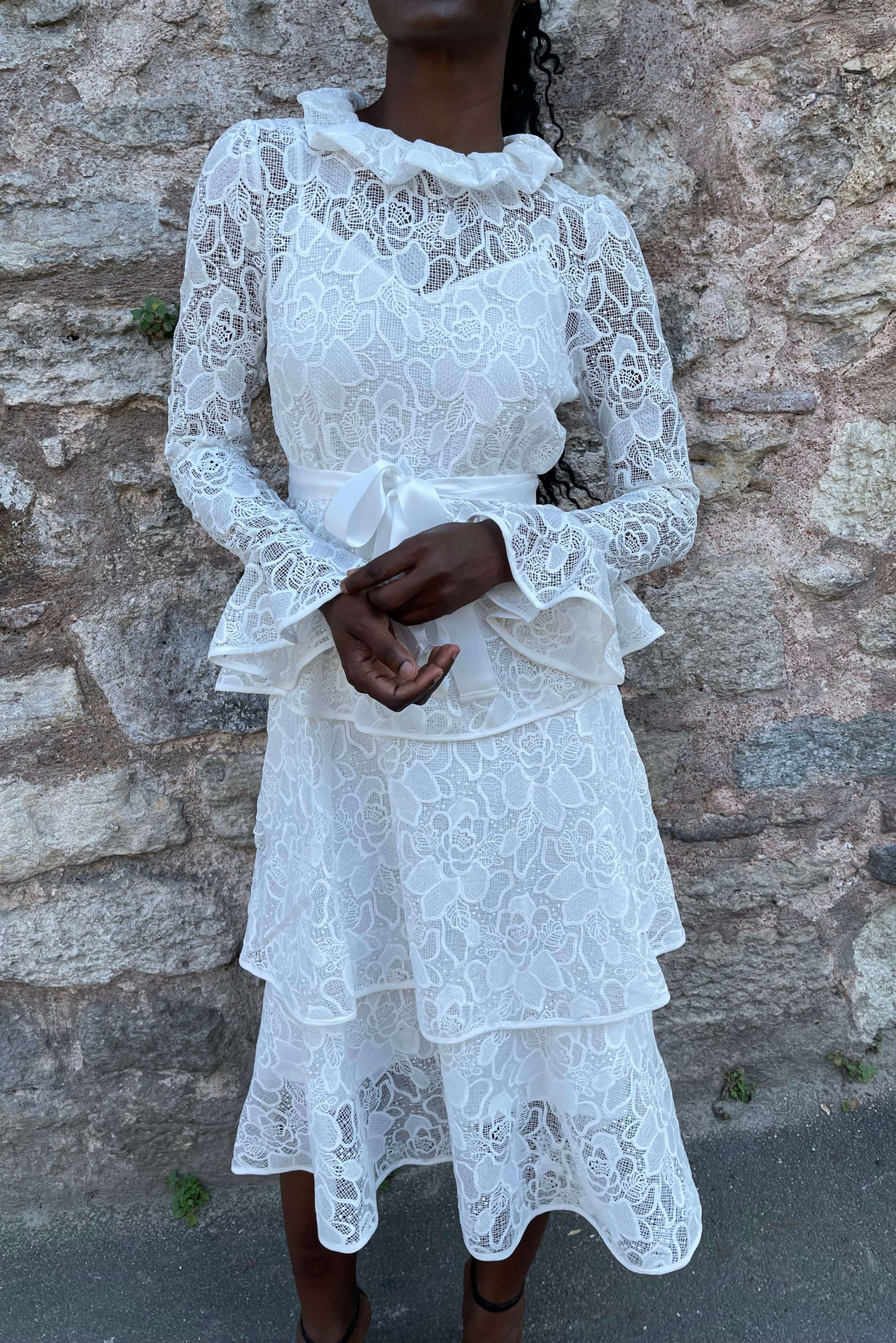 Kadın Lace Çiçek Desenli  Elbise