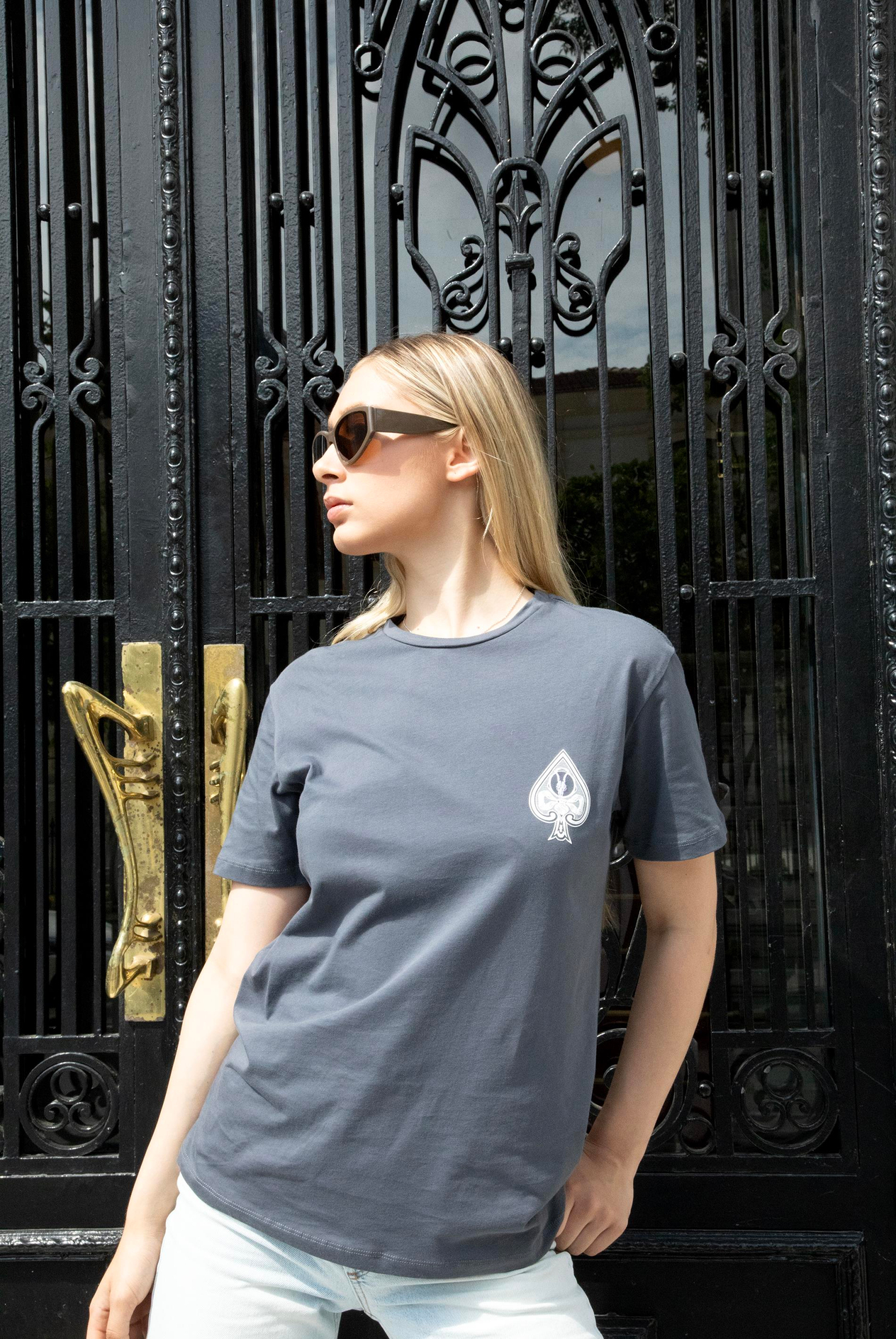 Kadın Veil Antrasit Logo Baskılı T-shirt