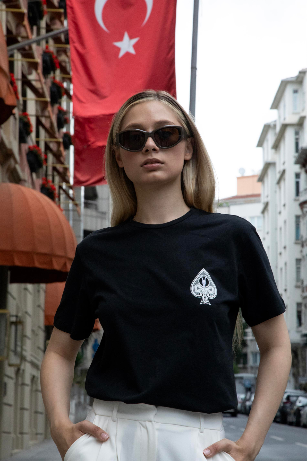 Kadın Veil Antrasit Logo Baskılı T-shirt