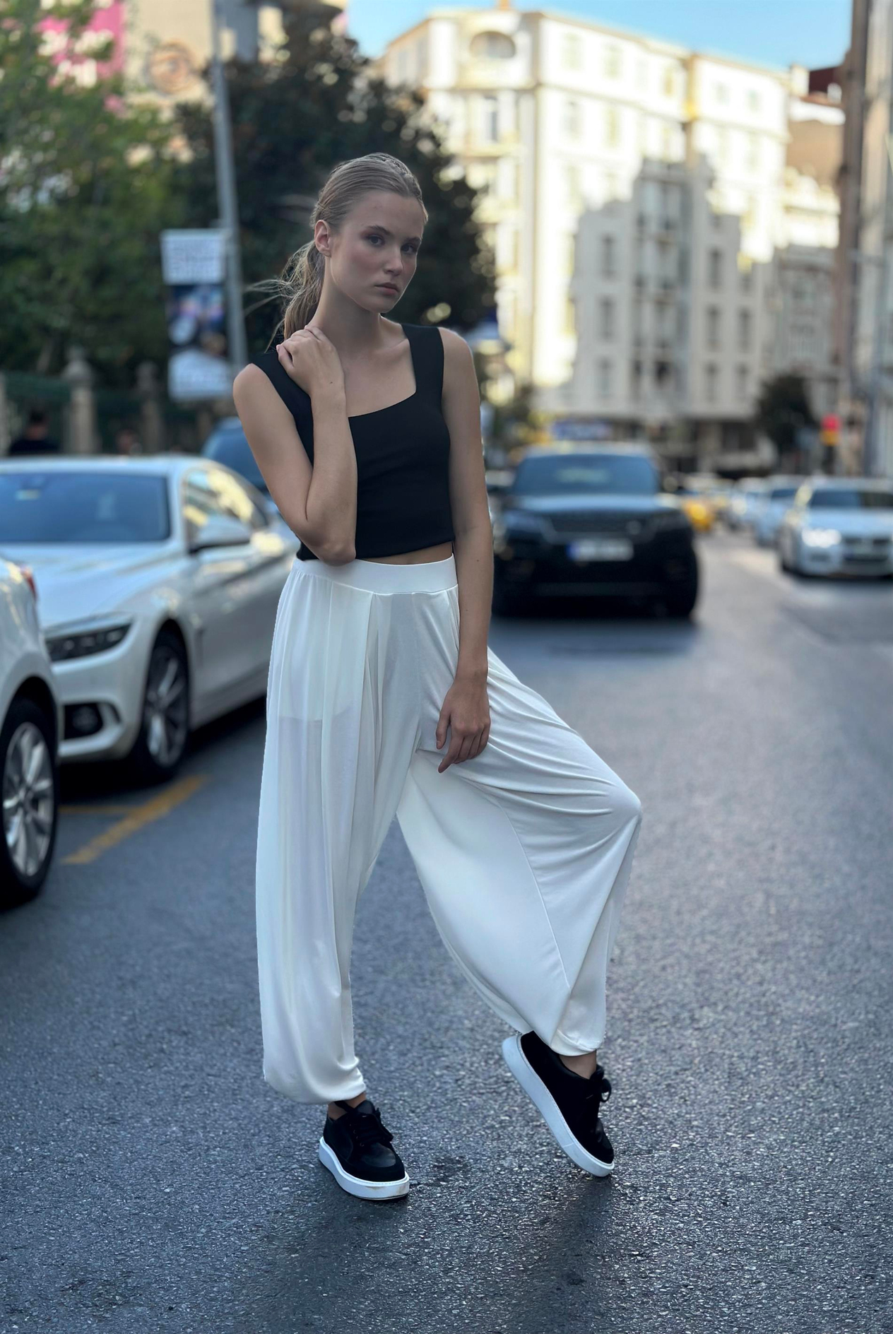 Kadın Modal Dökümlü Bol Pantolon