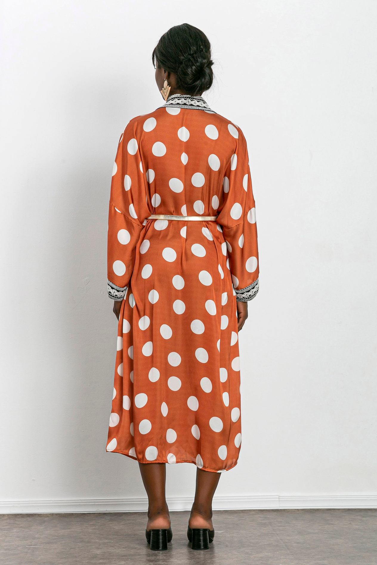 Kadın Puantiyeli Saten Kimono