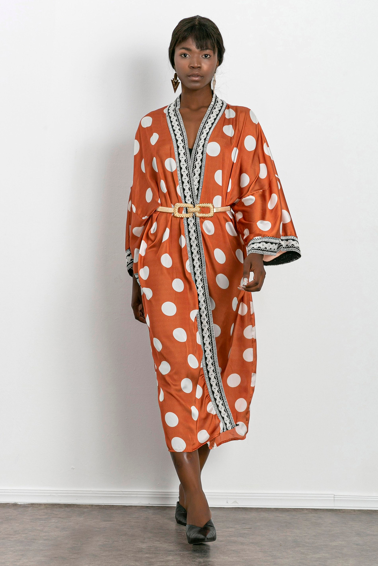 Kadın Puantiyeli Saten Kimono