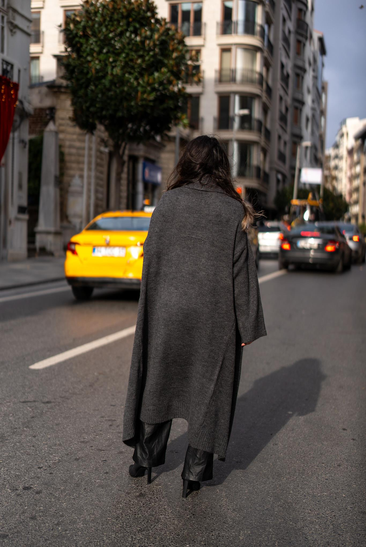 Kadın Şal Yaka Uzun Triko Hırka