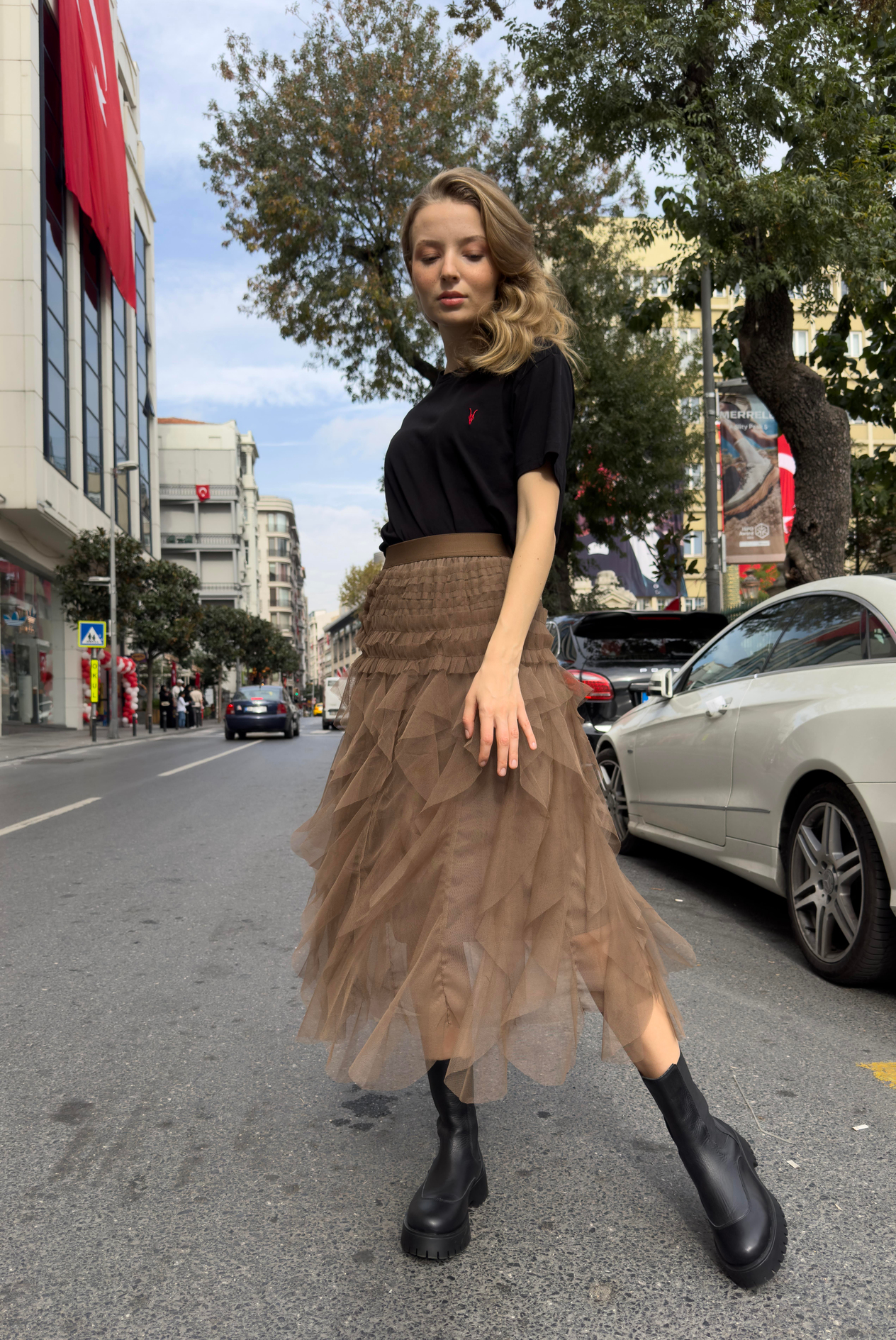 Kadın Tasarım Kat Kat Tül Etek