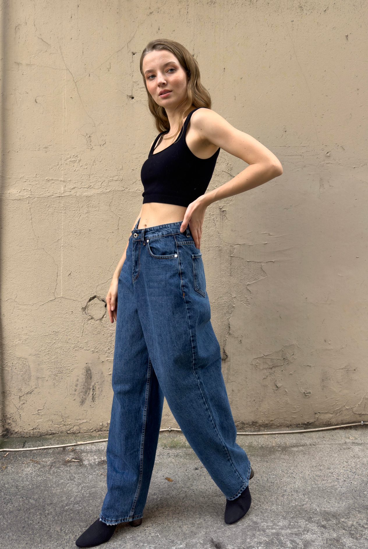 Kadın Yüksek Bel Bol Jeans 