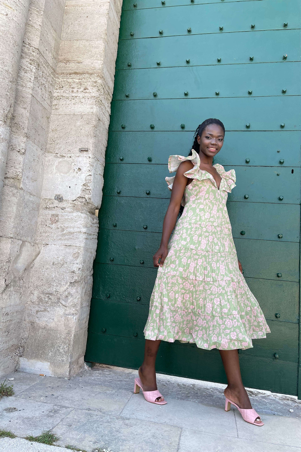 Lovestruck Pleated Çiçek Baskılı Kolsuz Elbise