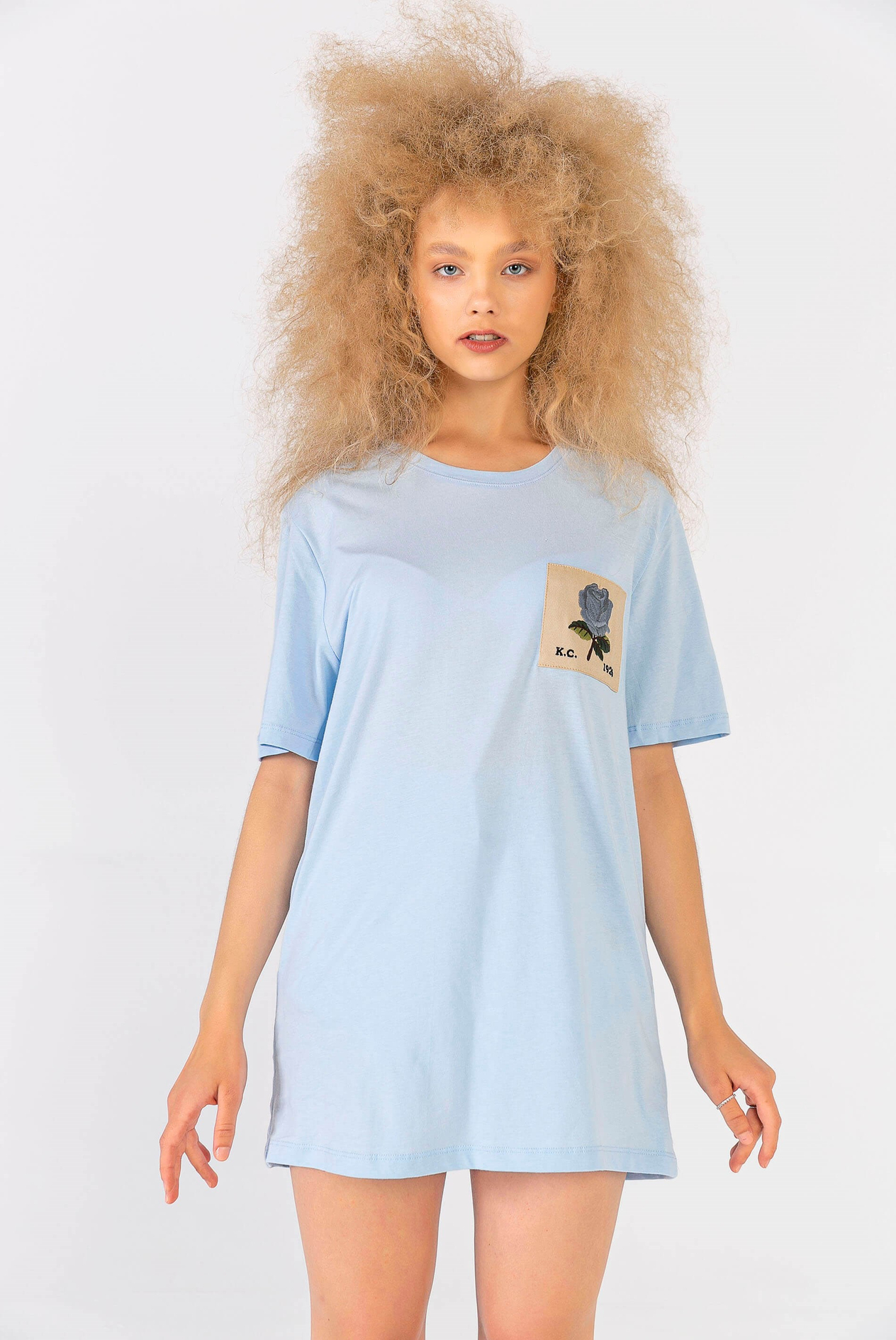Melanj Gül Yamalı T-Shirt