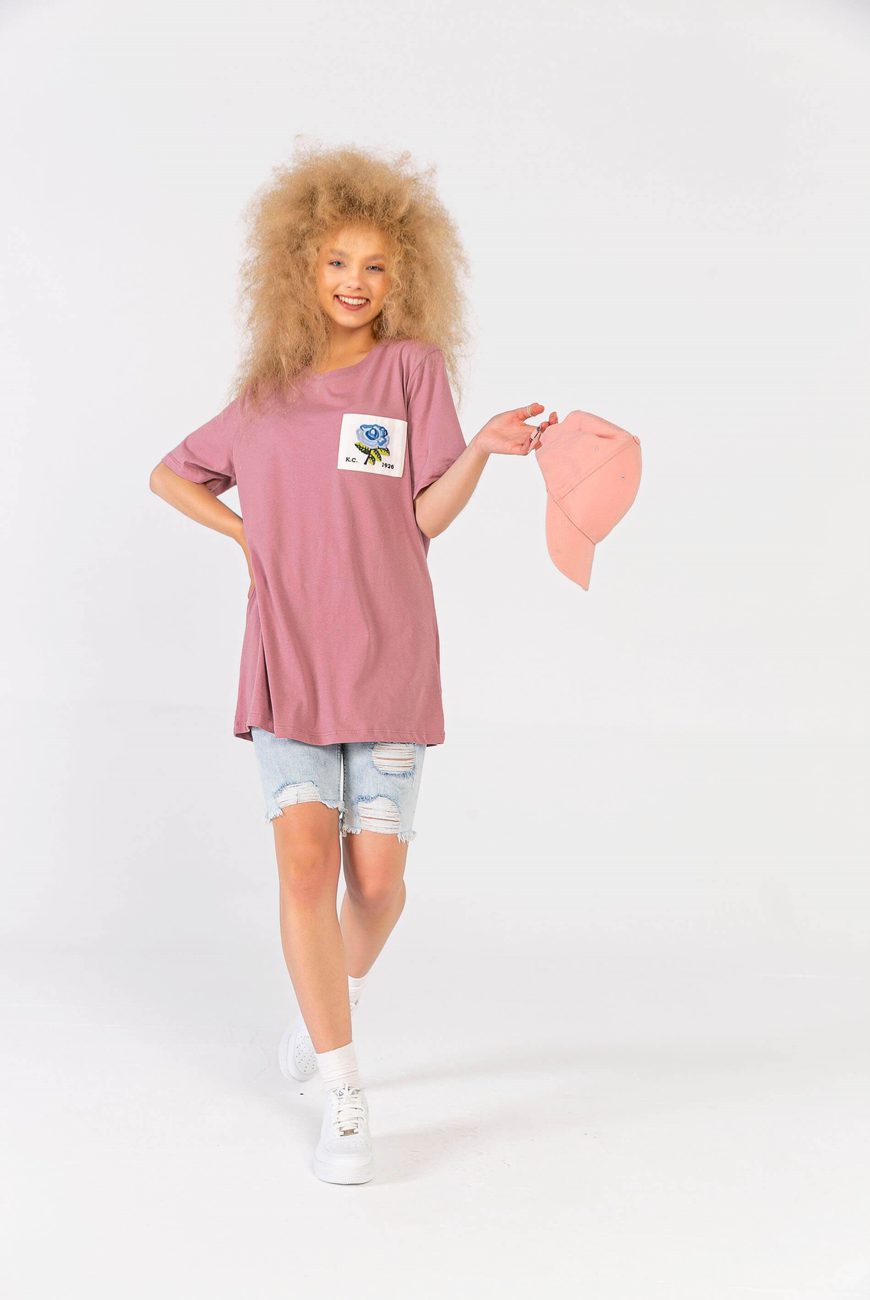 Melanj Gül Yamalı T-Shirt
