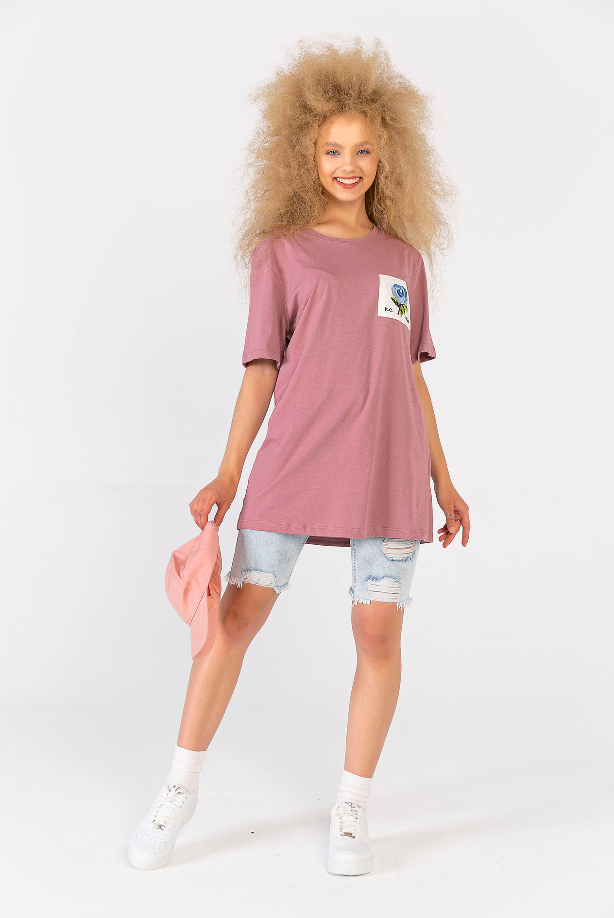 Melanj Gül Yamalı T-Shirt