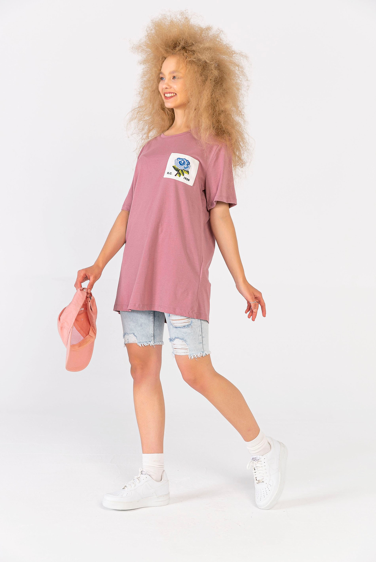 Melanj Gül Yamalı T-Shirt