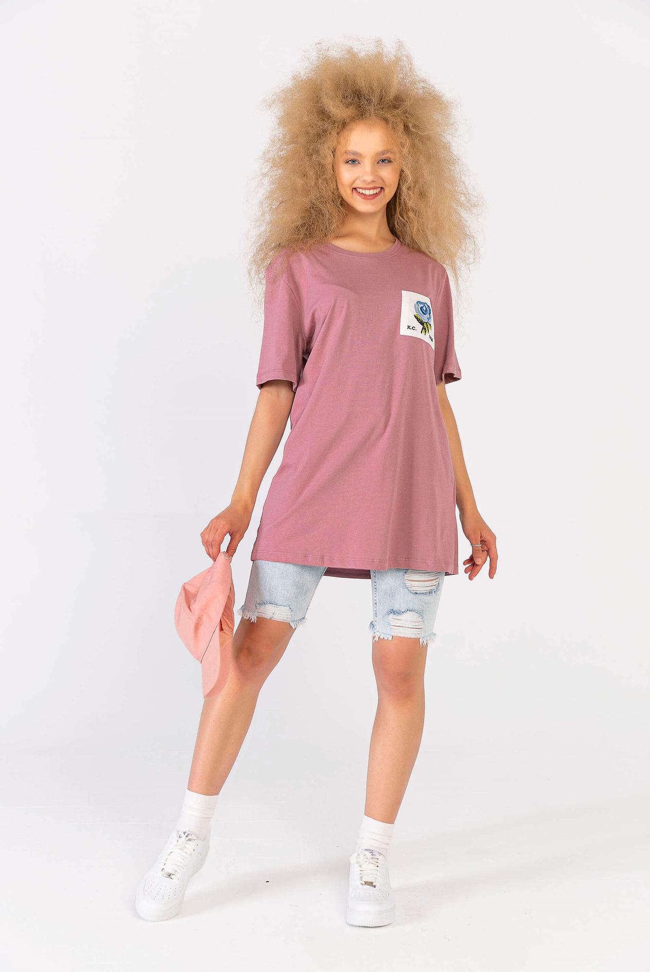 Melanj Gül Yamalı T-Shirt