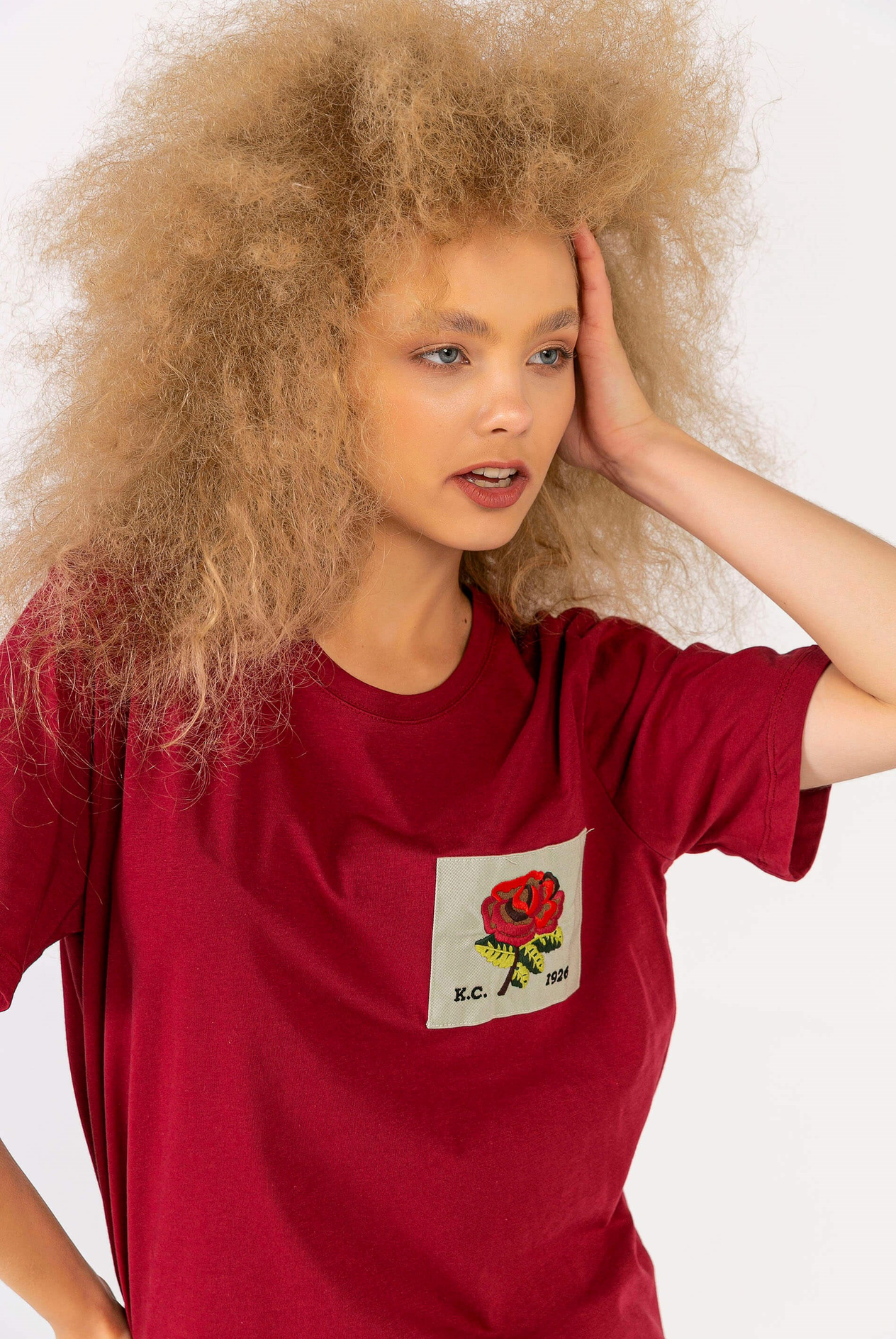 Melanj Gül Yamalı T-Shirt