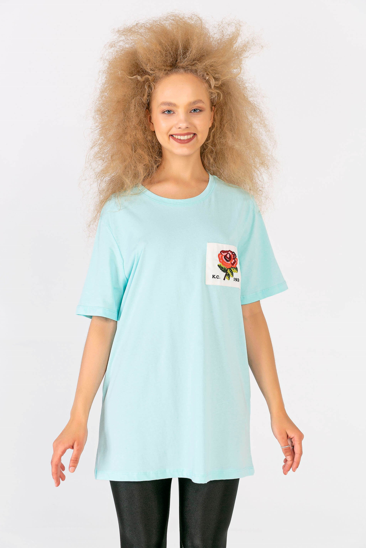 Melanj Gül Yamalı T-Shirt