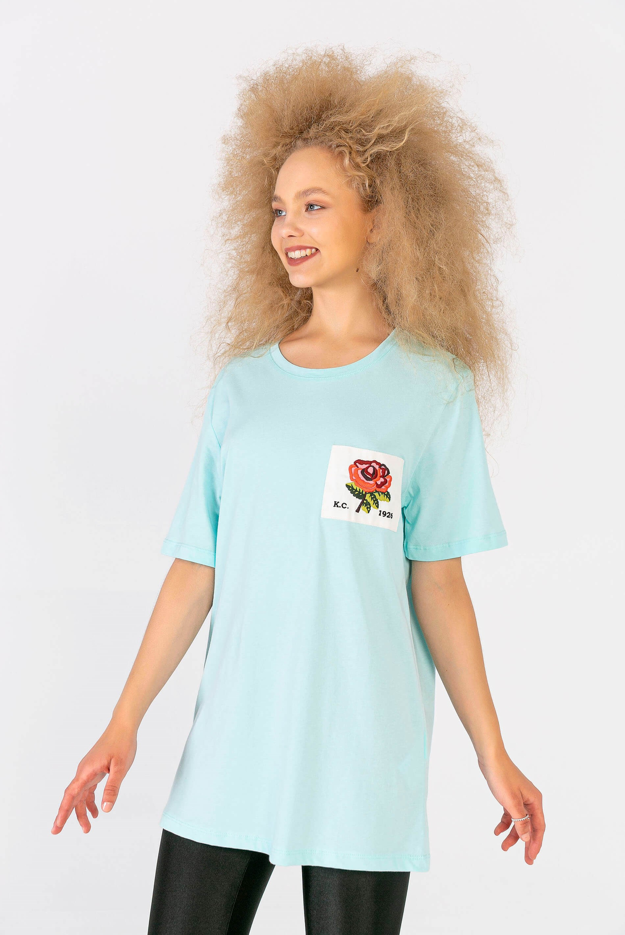 Melanj Gül Yamalı T-Shirt