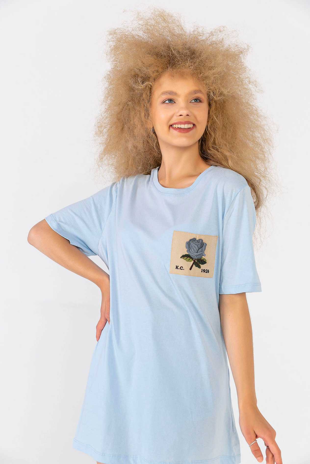 Melanj Gül Yamalı T-Shirt