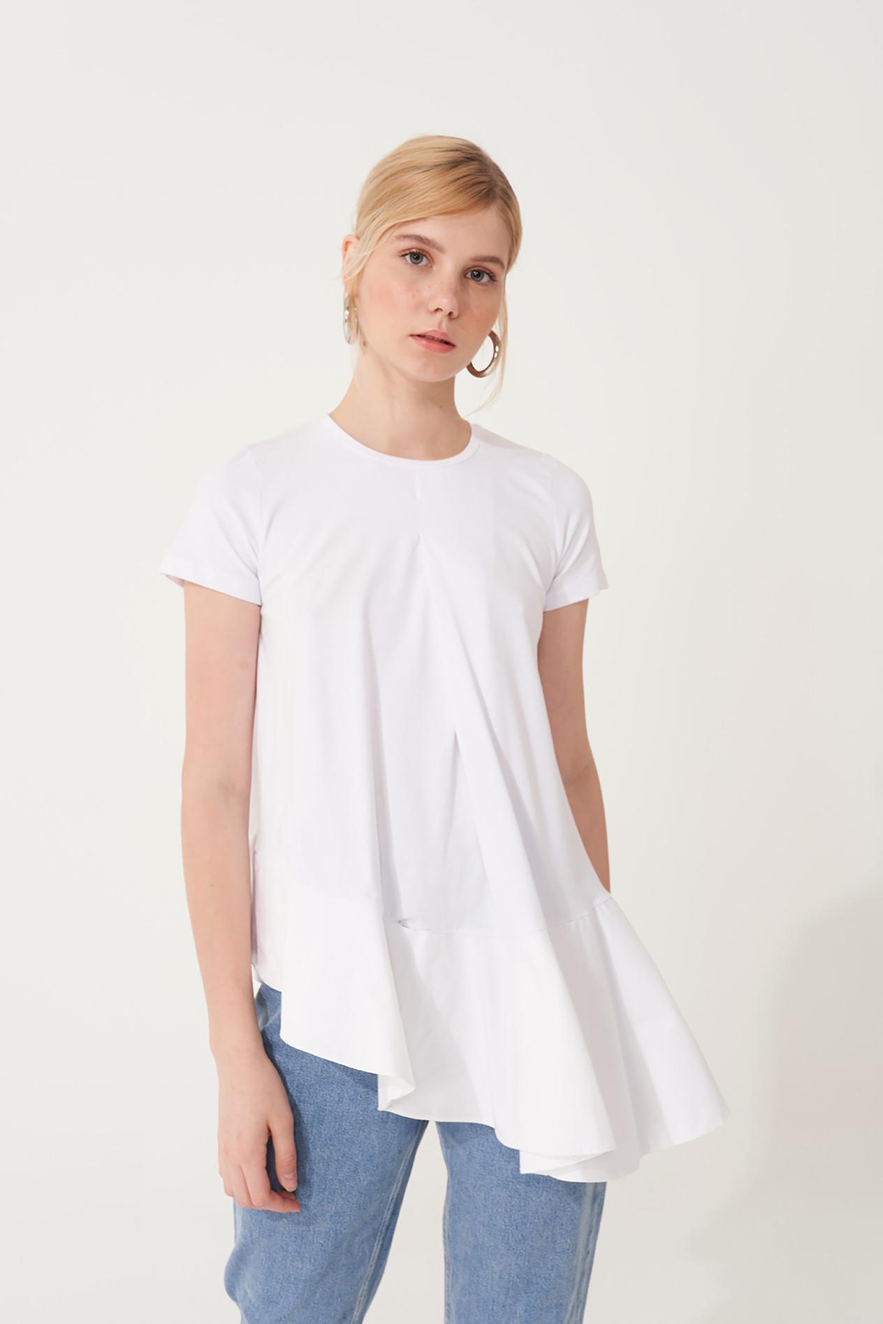 Tasarım Plisse Pamuk T-Shirts
