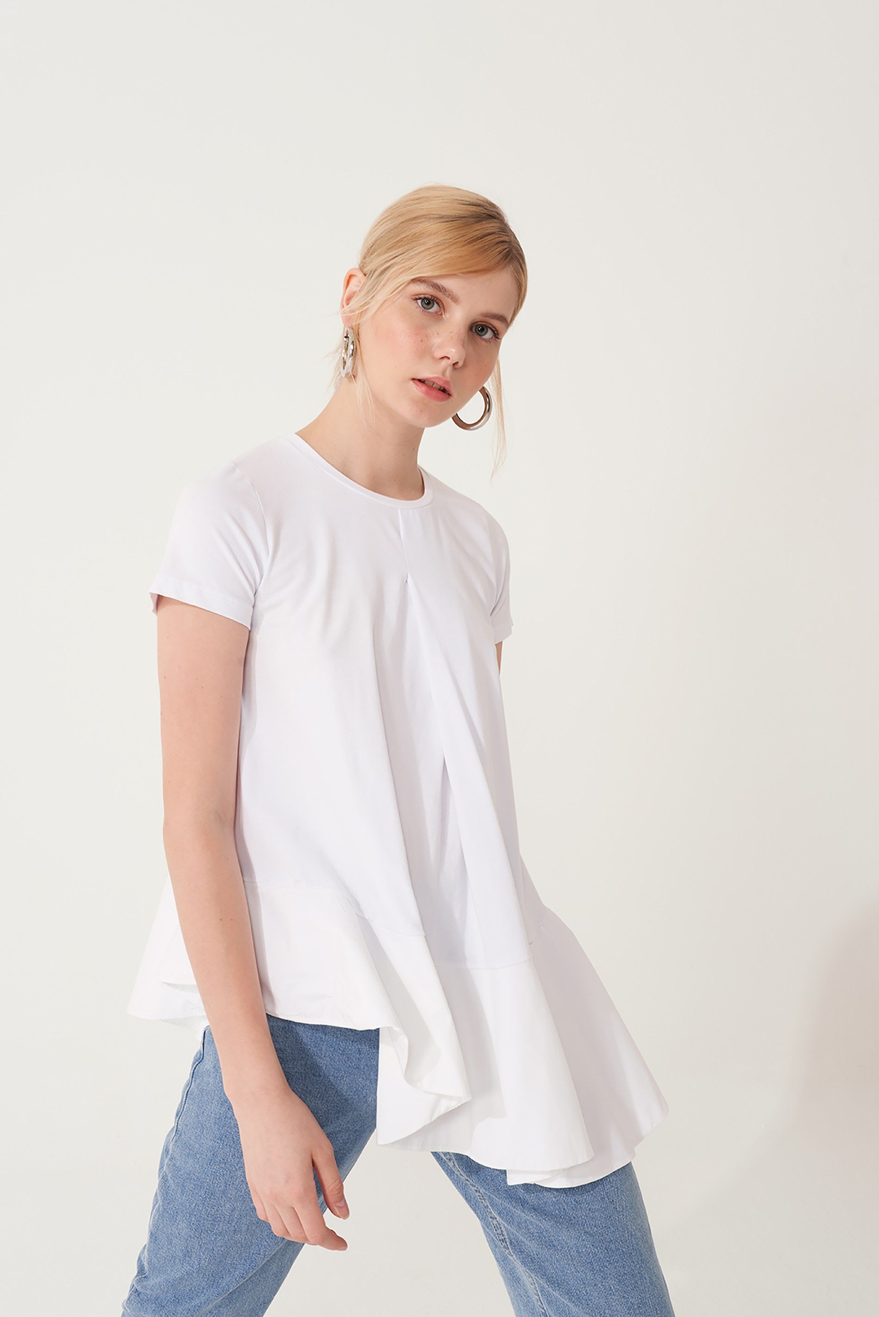 Tasarım Plisse Pamuk T-Shirts