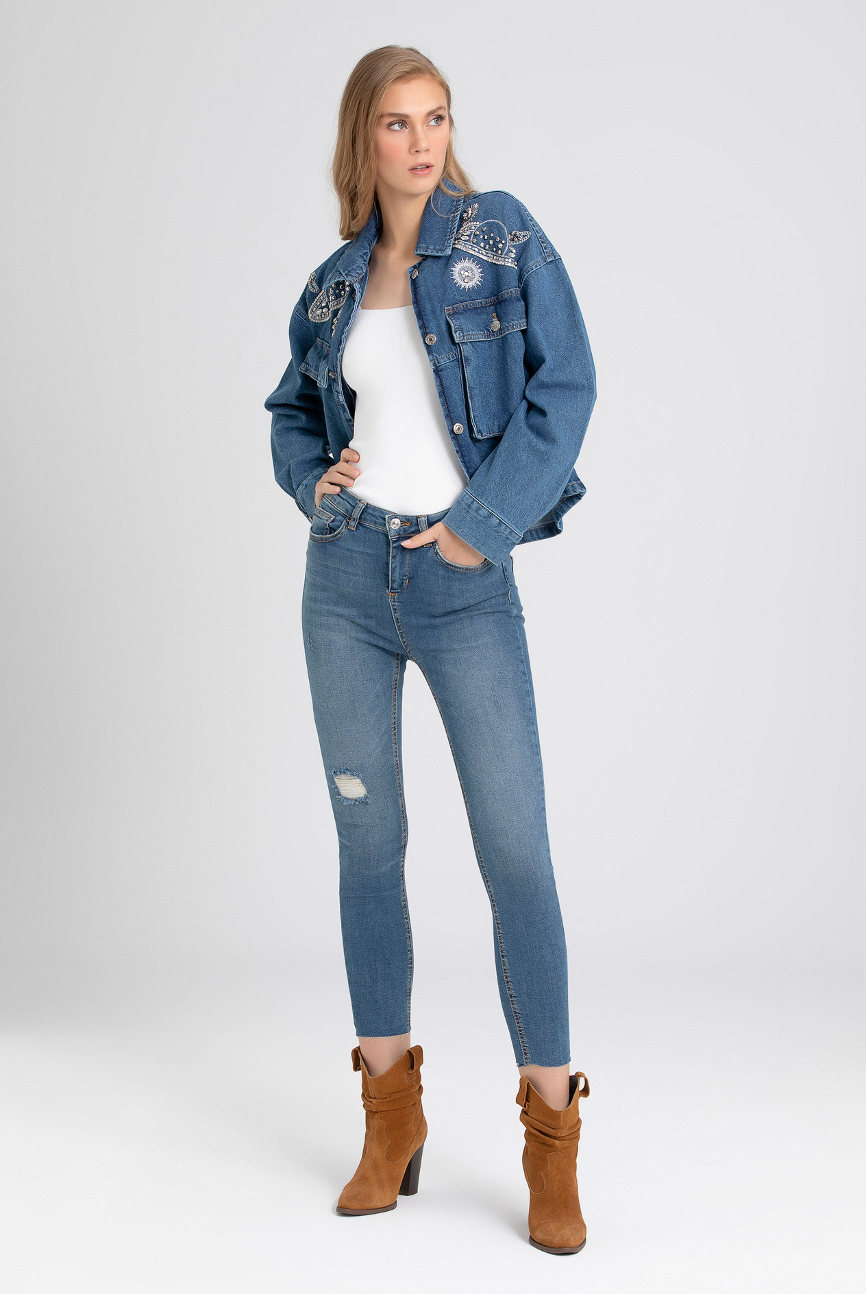 Yüksek Bel Skınny Denim Pantolon