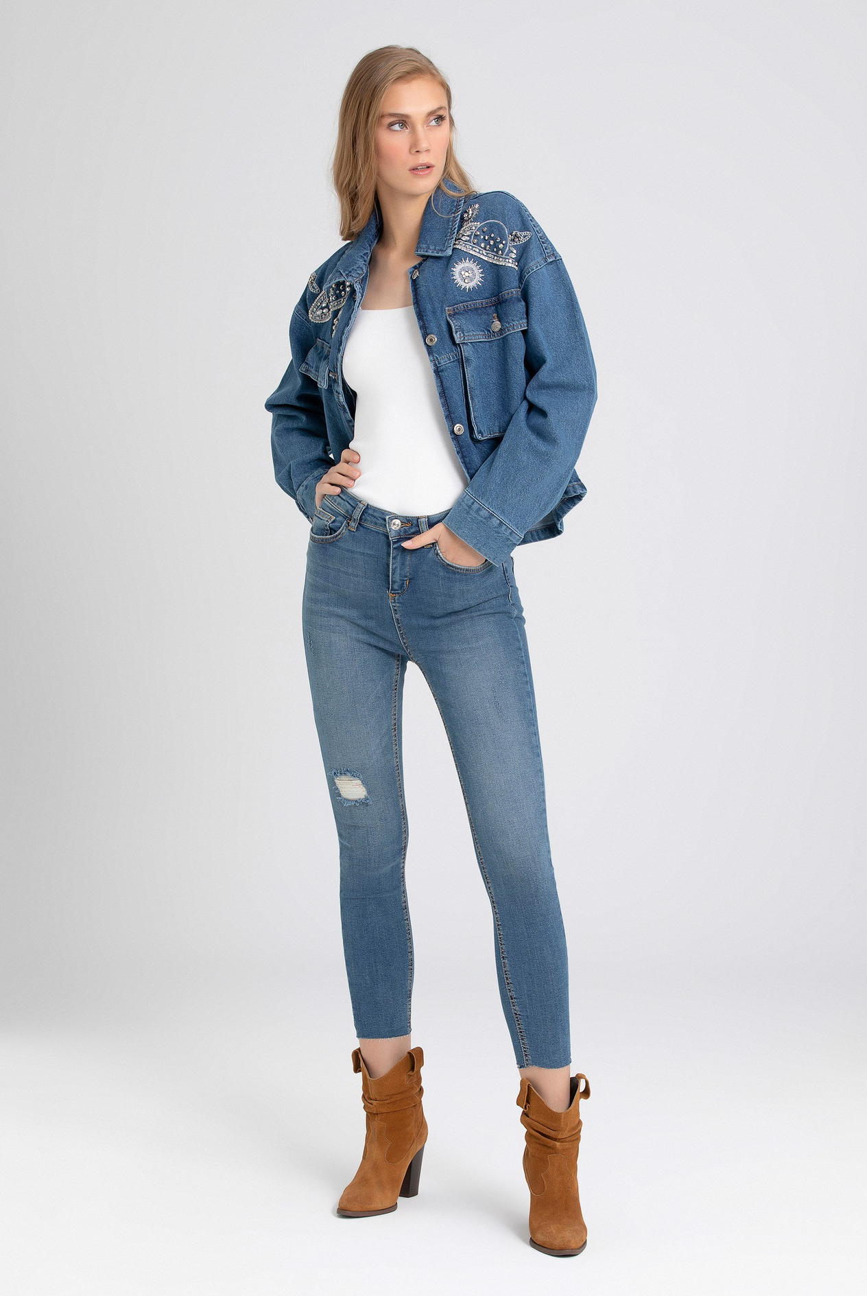 Yüksek Bel Skınny Denim Pantolon