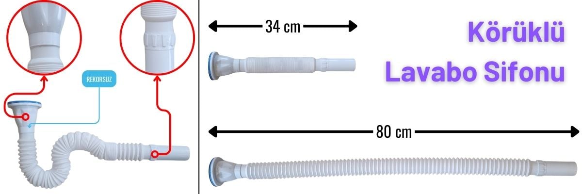 Rekorsuz Körüklü Lavabo sifonu ölçüleri