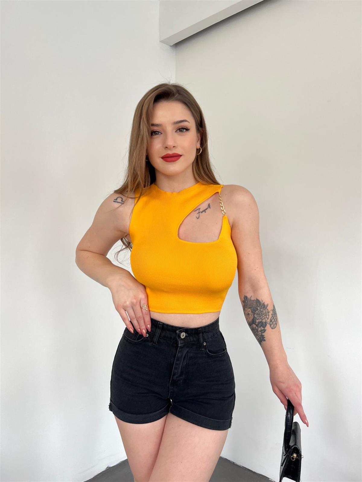 Zincir Detaylı Crop 1205 SARI