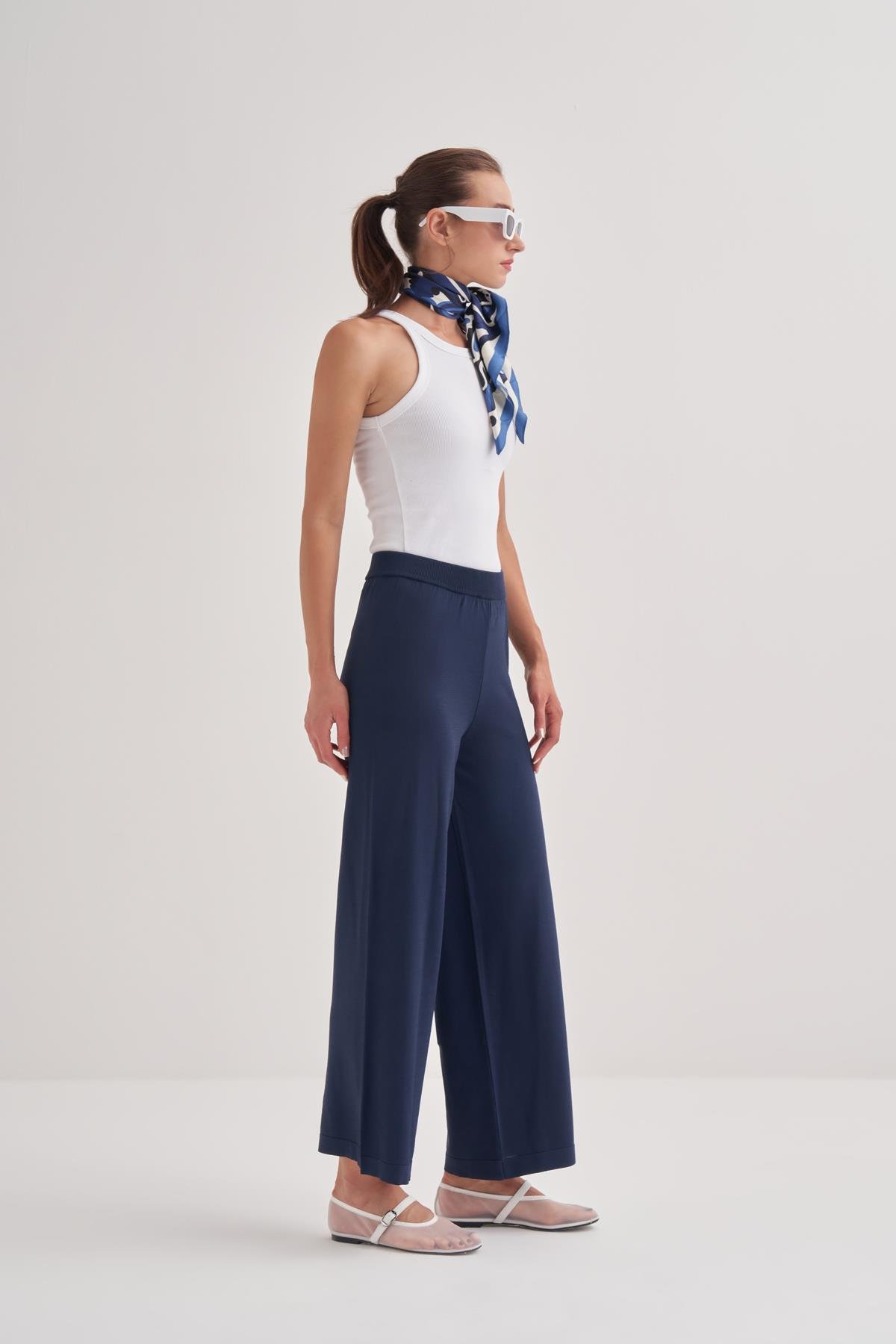 Rayon Merserize Pantalon Lacivert
