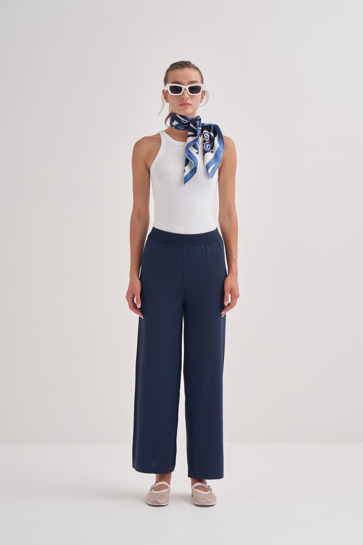 Rayon Merserize Pantalon Lacivert