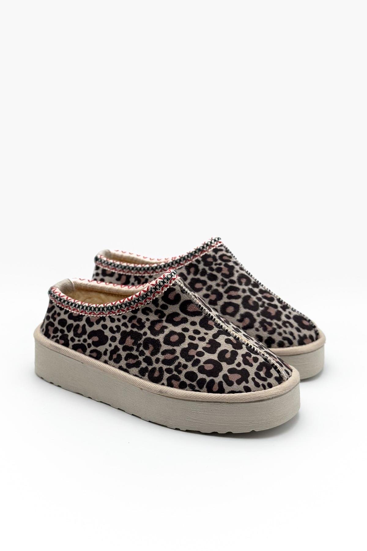 Cookie Bej Leopar Terlik