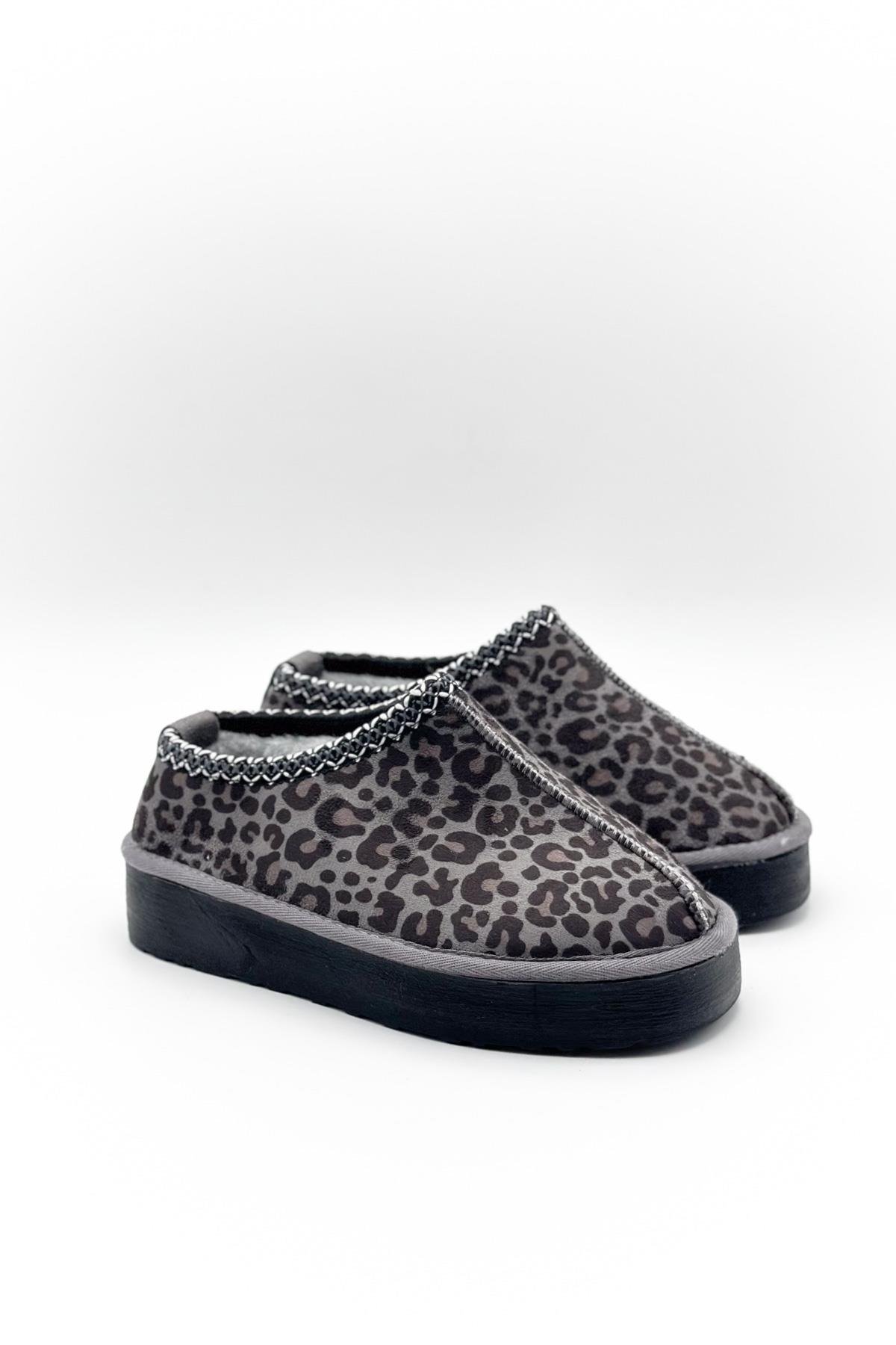 Cookie Gri Leopar Terlik