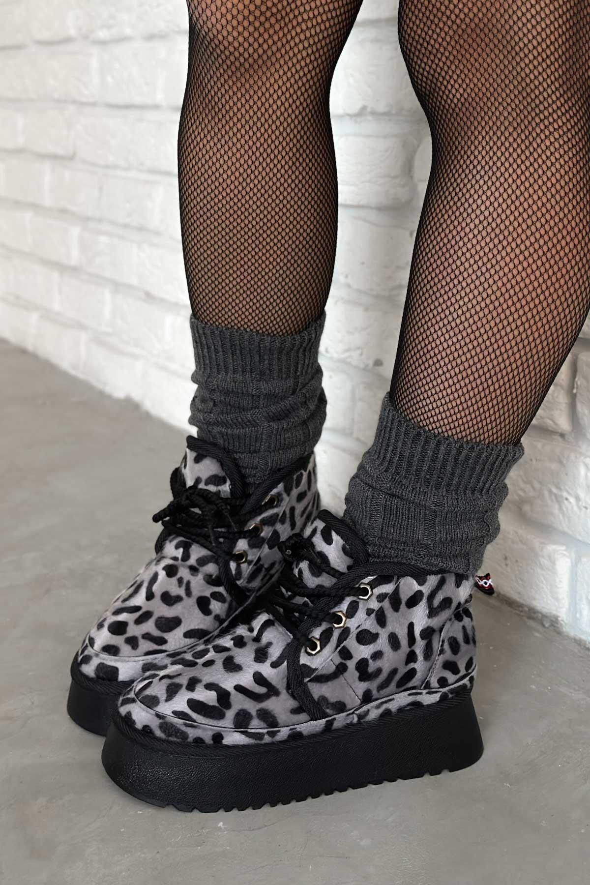 Lolly Gri Leopar Desen Bot