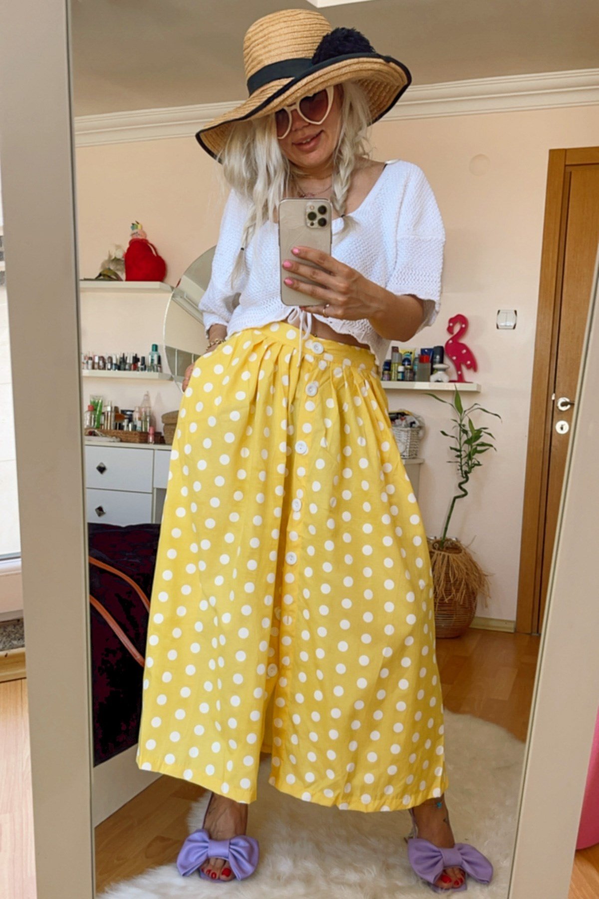 Miss Sarı Puantiyeli Etek