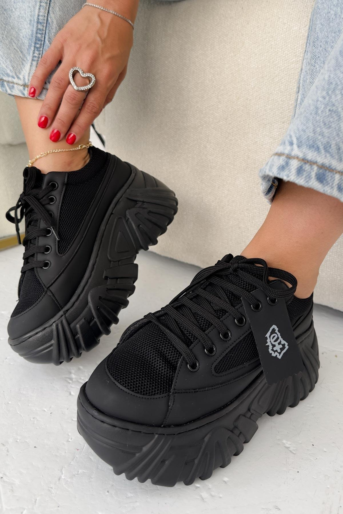 Peaky Siyah Deri Sneakers