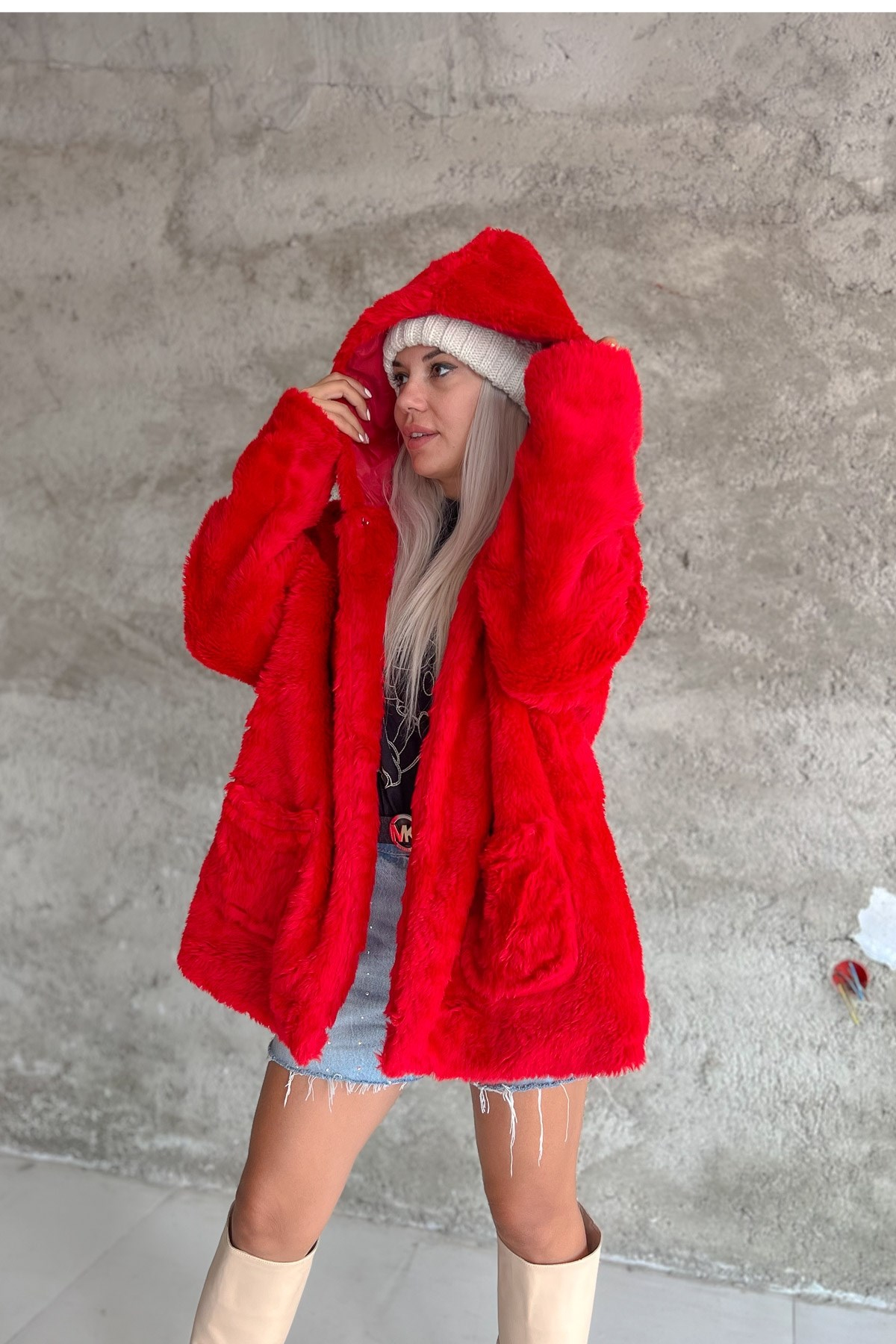 Soho Red Plush Coats
