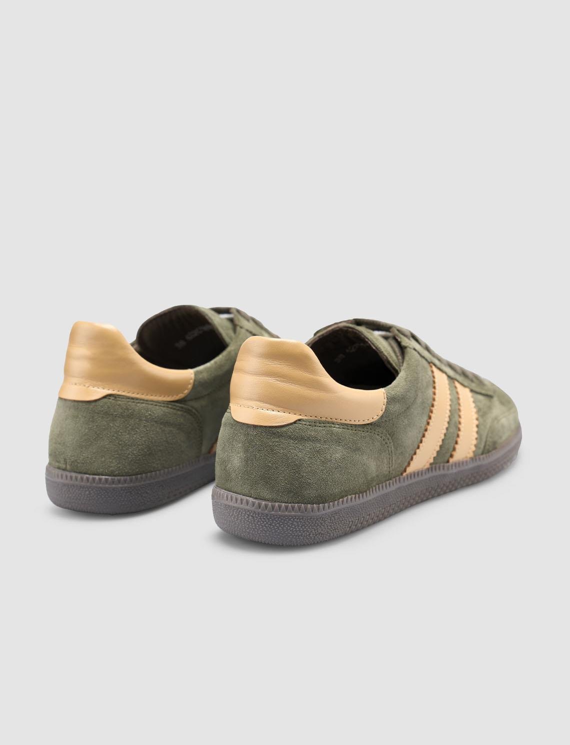 %100 Hakiki Deri Yeşil Süet Kadın Sneaker